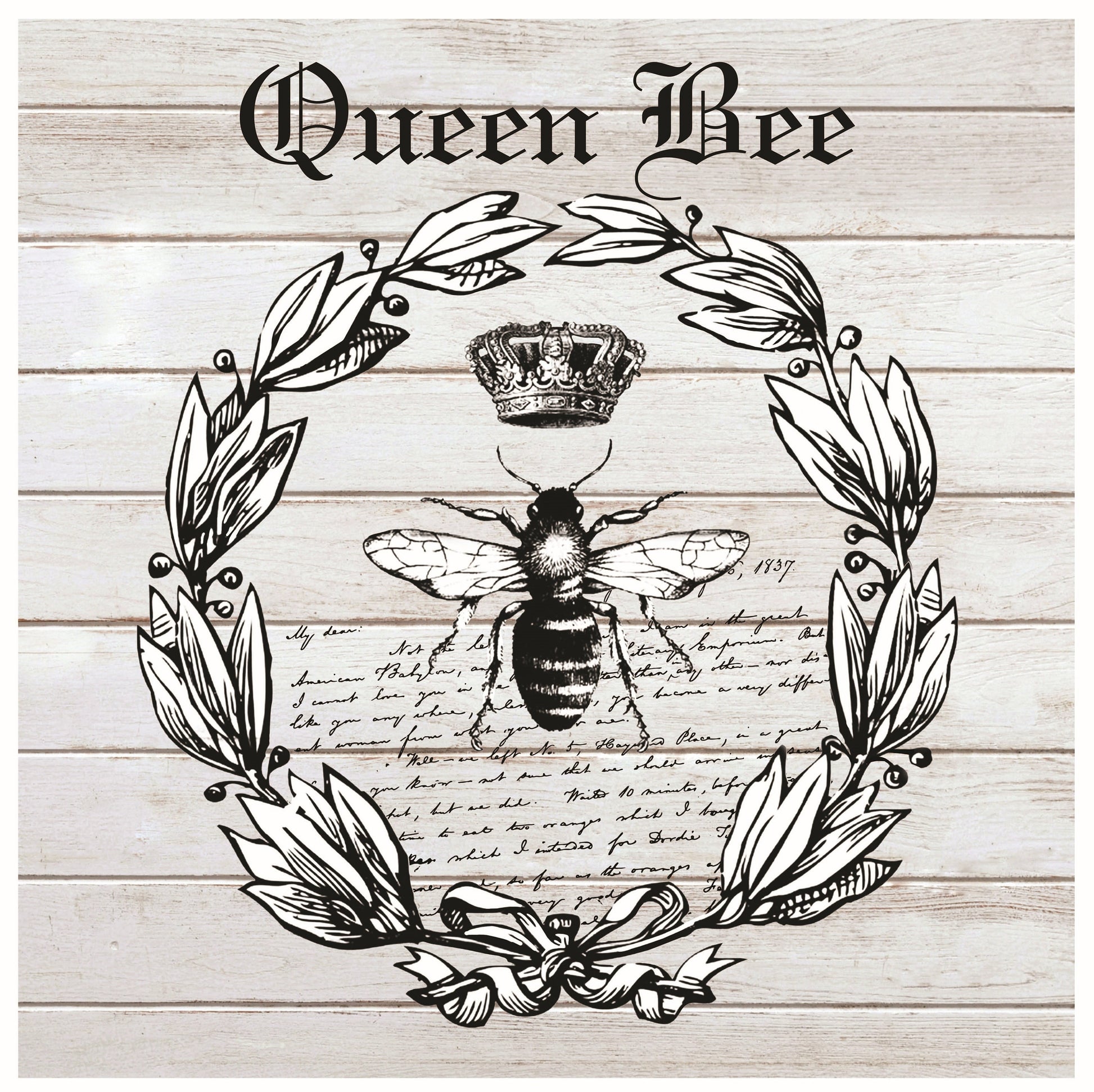 Queen Bee - Handwrite - Large Decoupage Paper for Furniture - Rice Paper for Decoupage