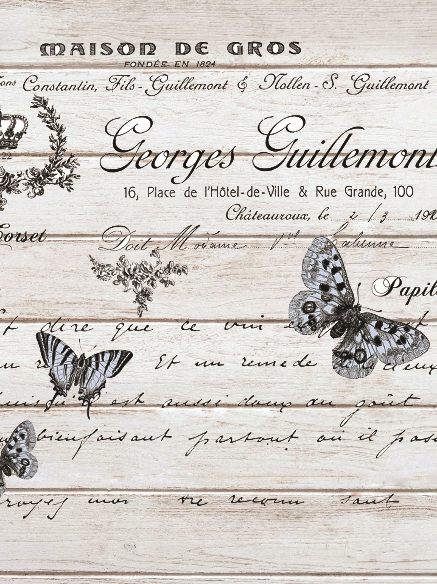 Butterfly - Parfumes - Large Decoupage Paper for Furniture - Rice Paper for Decoupage - Black & White