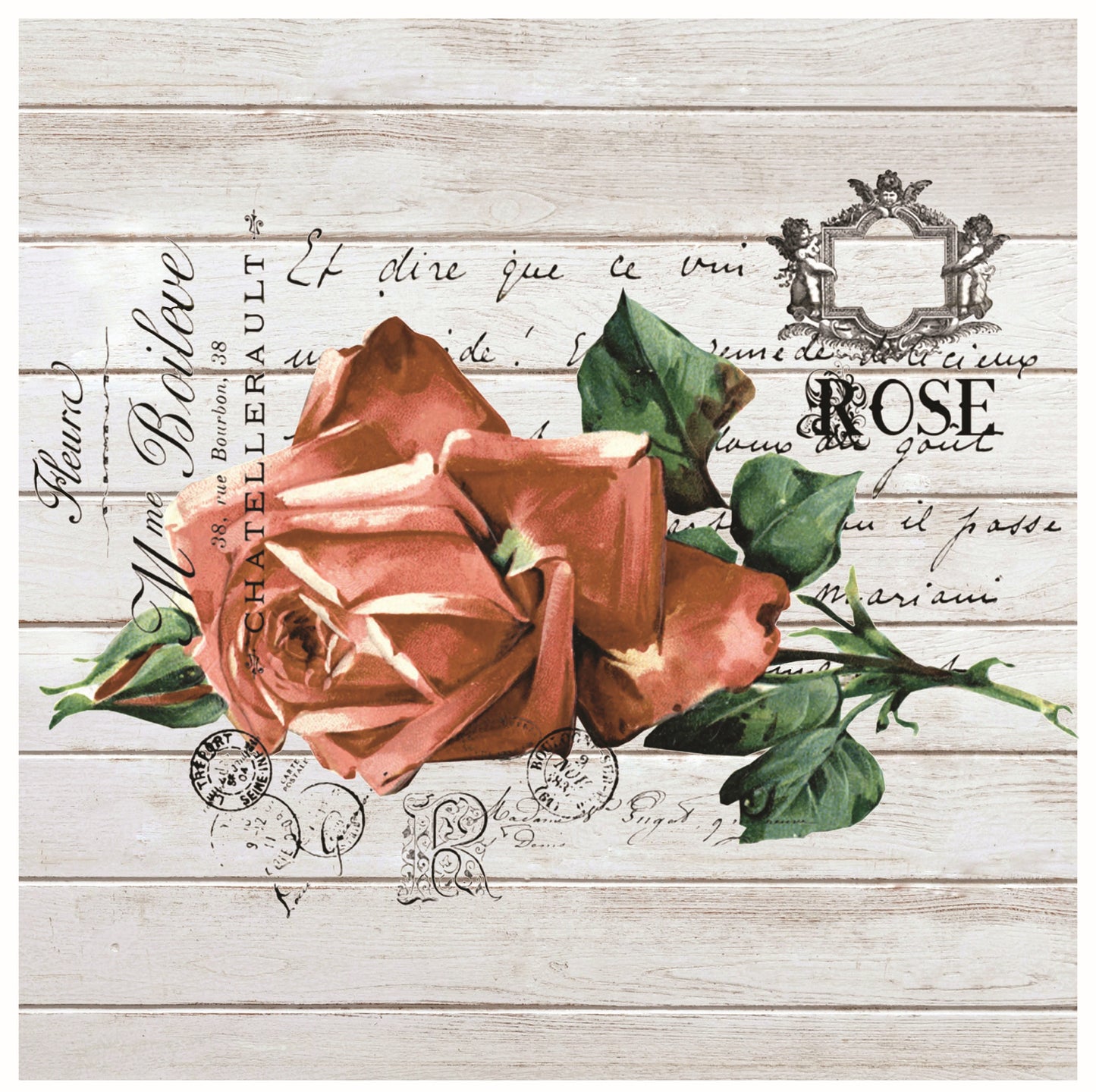 red rose floral decoupage