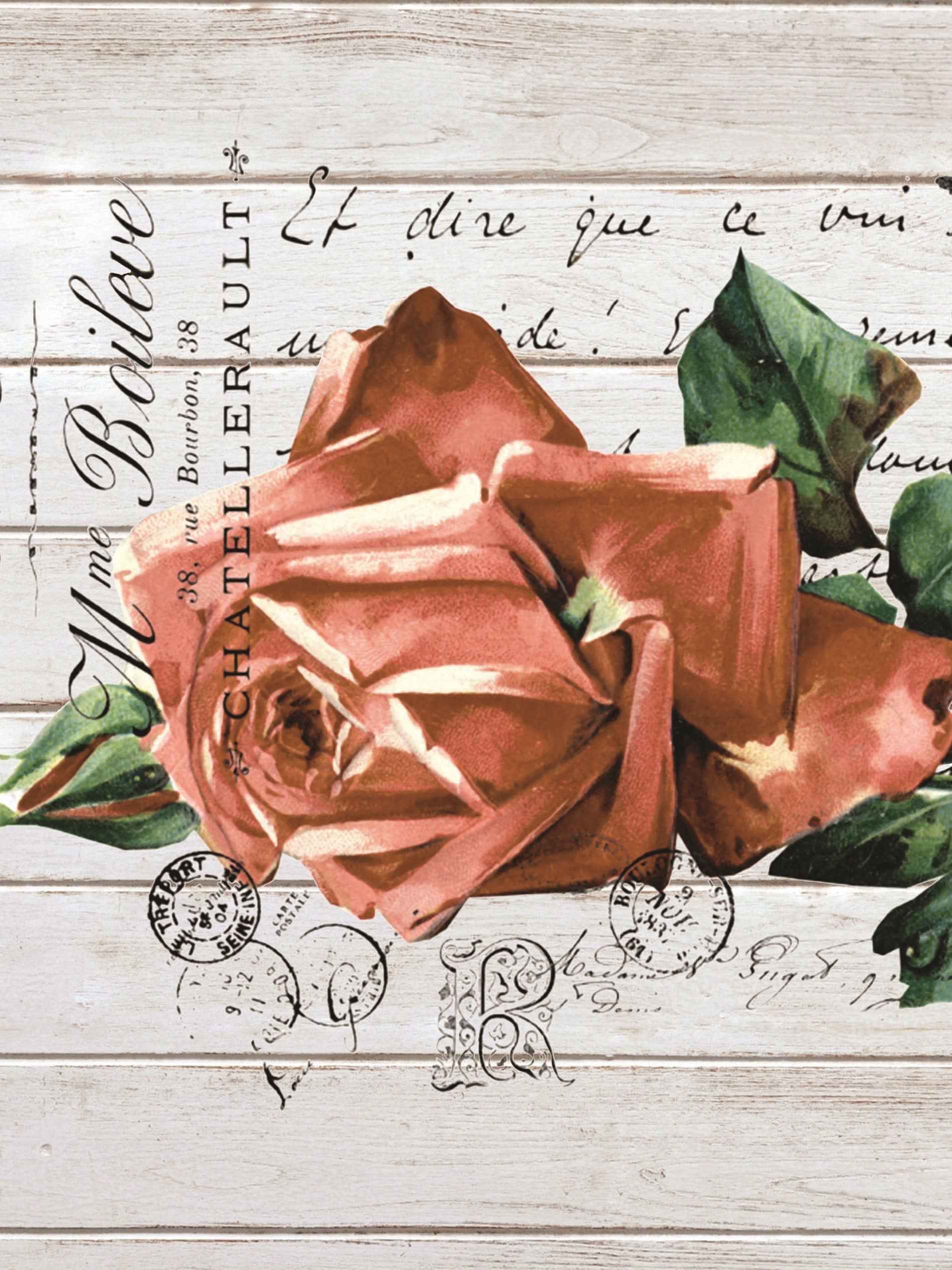 Large Decoupage Paper for Furniture - Red Rose - Rice Paper for Decoupage - Floral Decoupage