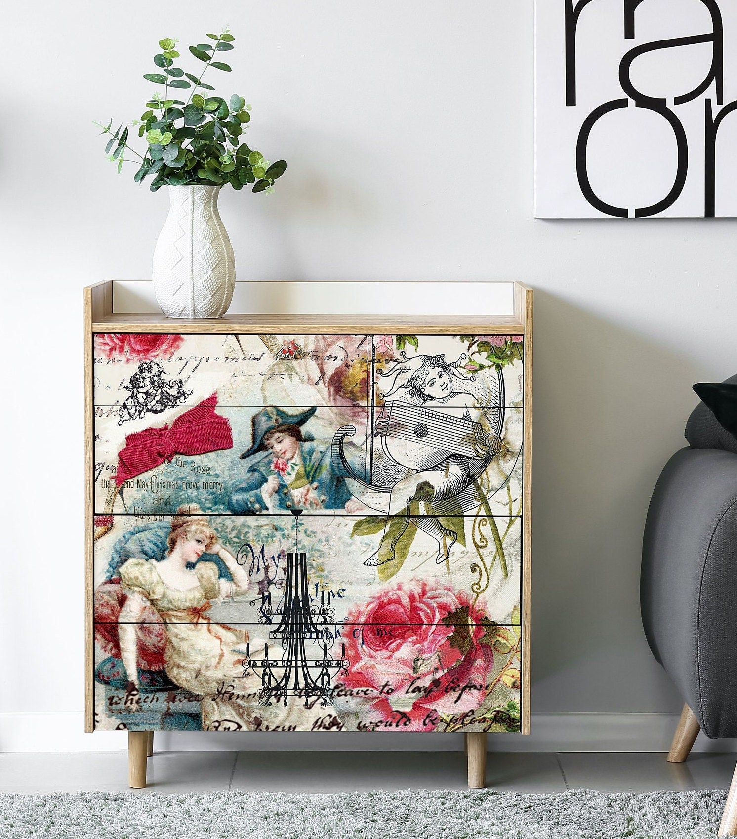 Large Decoupage Paper - Decoupage Art - Rice Paper for Decoupage - Napoleon Women Roses