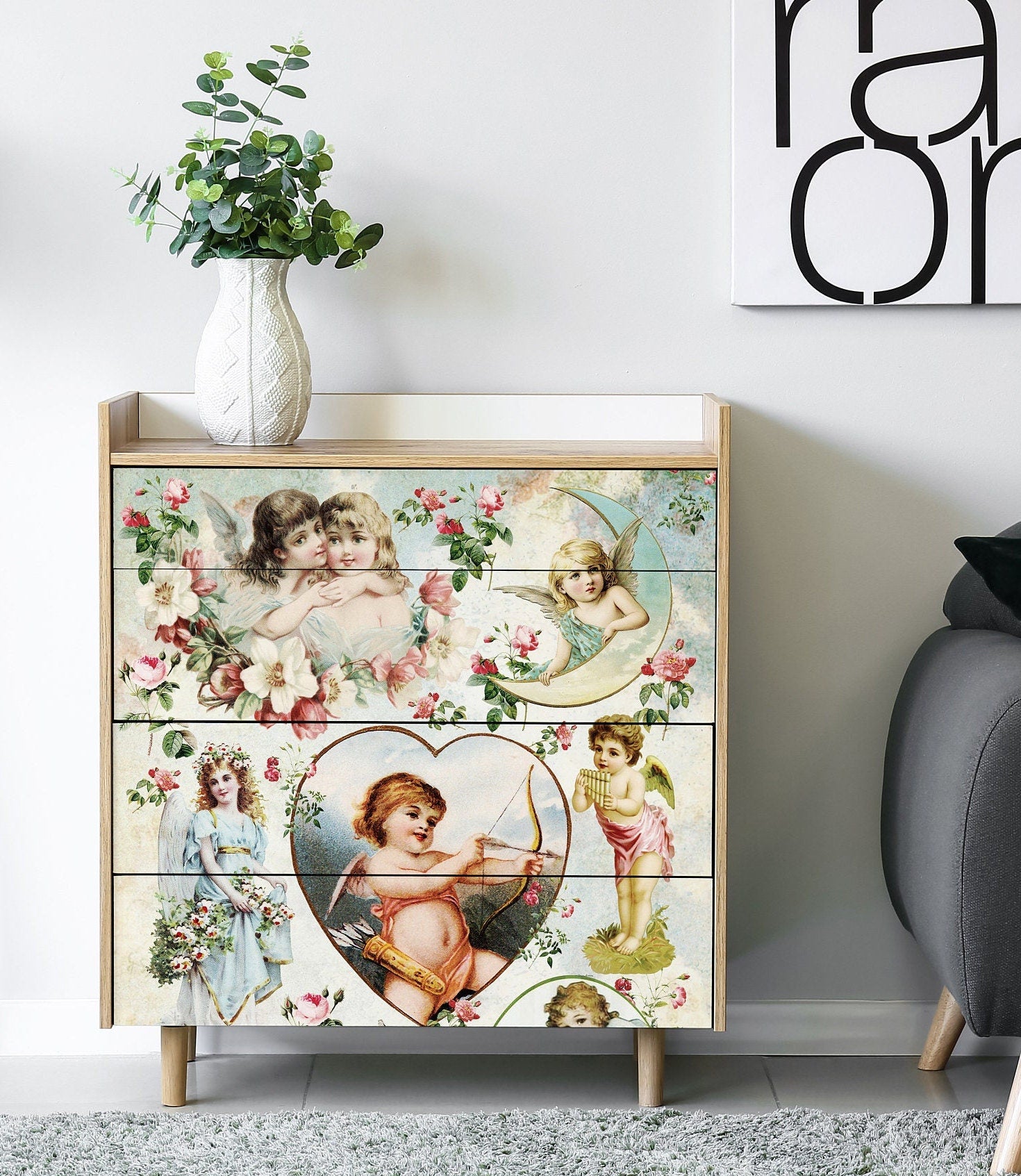 Large Decoupage Paper - Decoupage Art - Rice Paper for Decoupage - Vintage Decoupage - Baby Angels