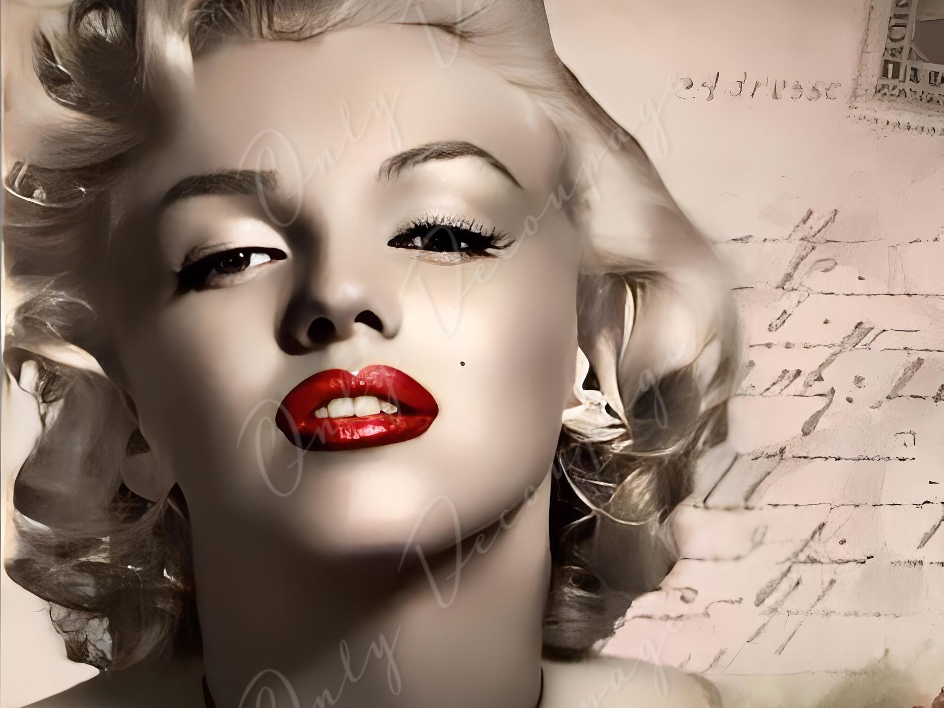 Large Decoupage Paper for Furniture - Rice Paper for Decoupage - Marilyn - Vintage Decoupage