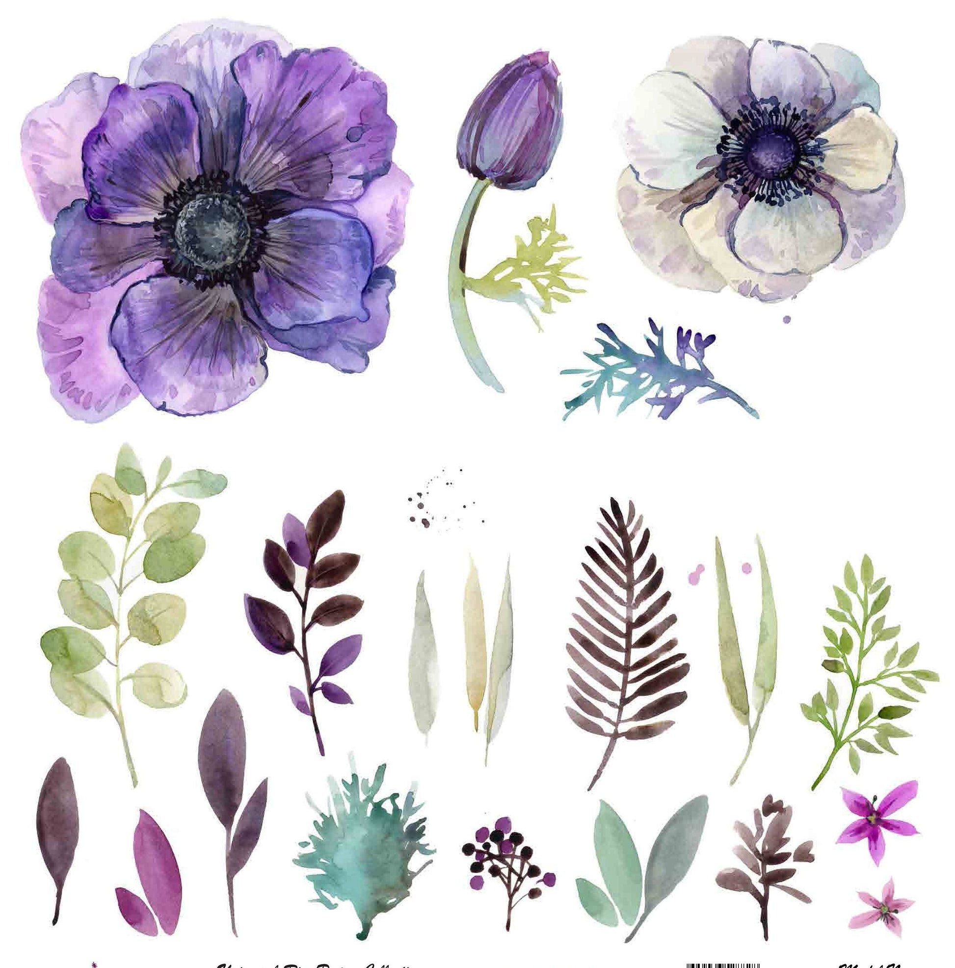 Plants Watercolor - Spring Themed - Decoupage Paper for Furniture - Floral Craft Paper - Tissue Paper - Rice Paper Decoupage - Tulip Flower