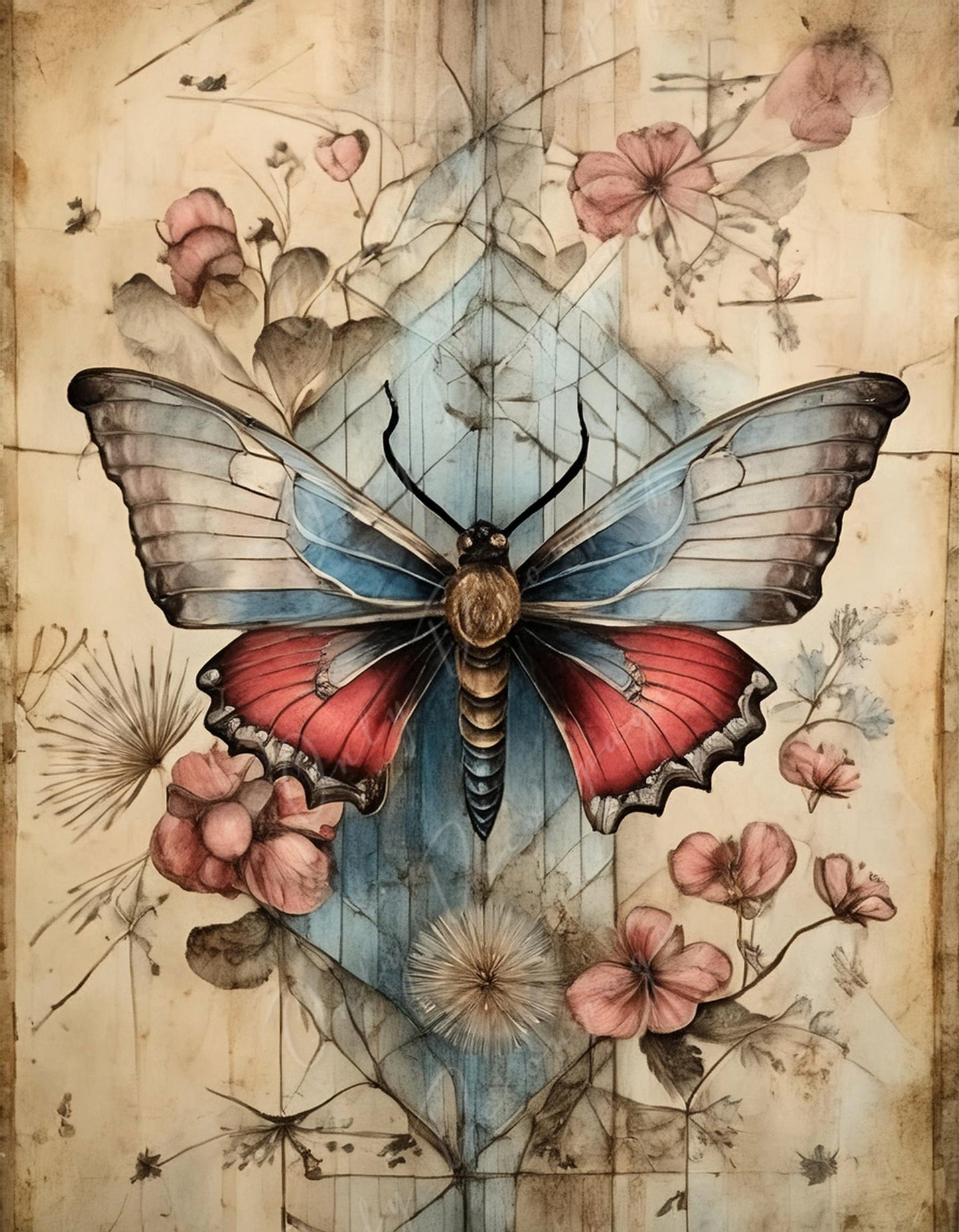 Large Decoupage Paper for Furniture - Butterfly - Rice Paper - Decoupage Paper - Wiccan