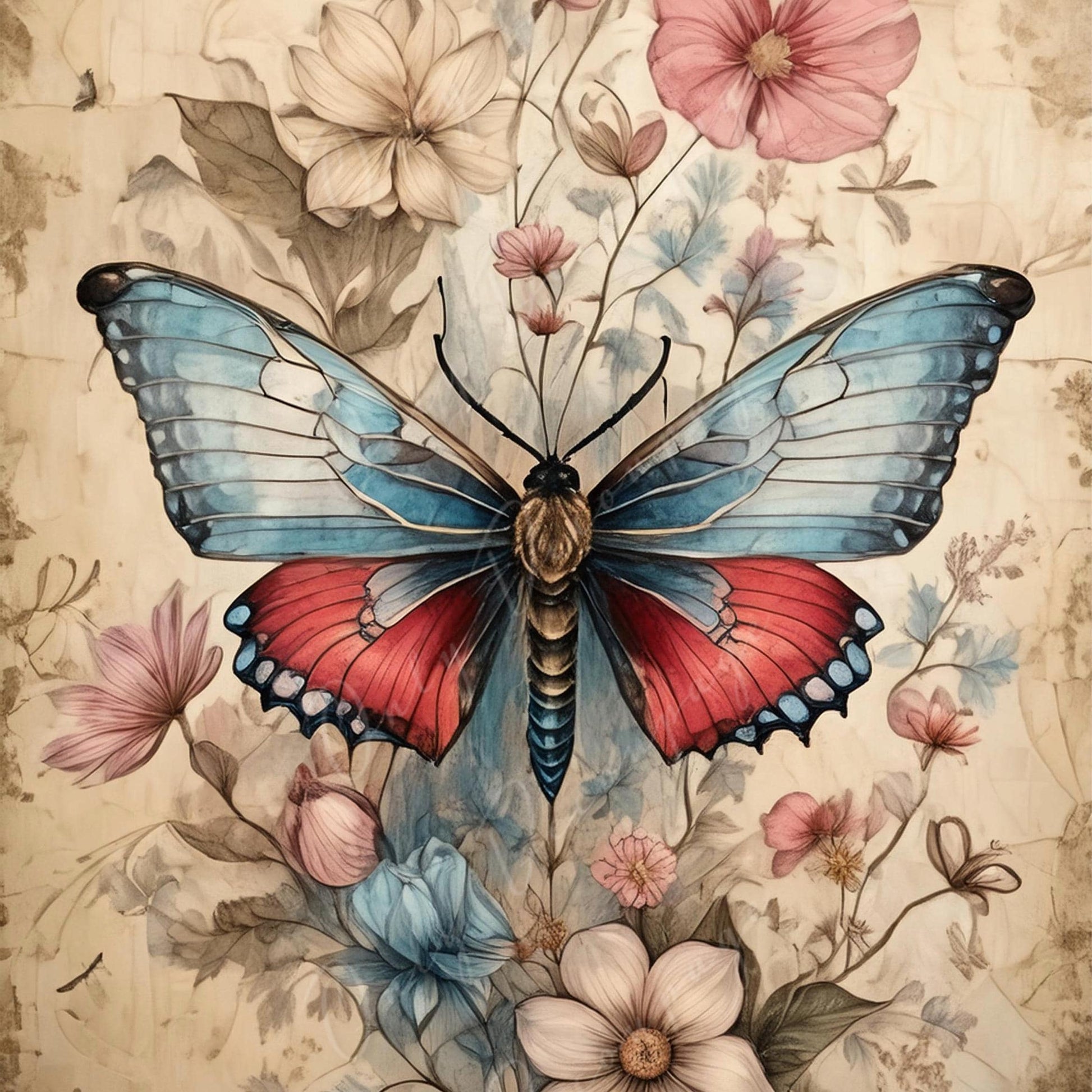 Large Decoupage Paper for Furniture - Butterfly - Rice Paper - Decoupage Paper - Wiccan