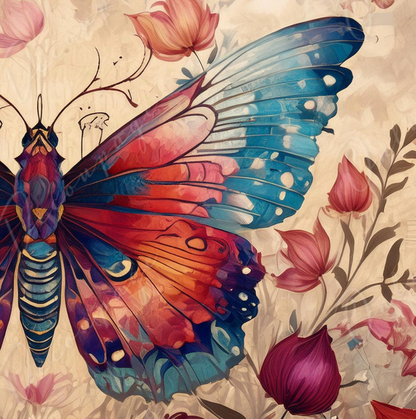 Large Decoupage Paper for Furniture - Butterfly - Rice Paper - Decoupage Paper - Floral