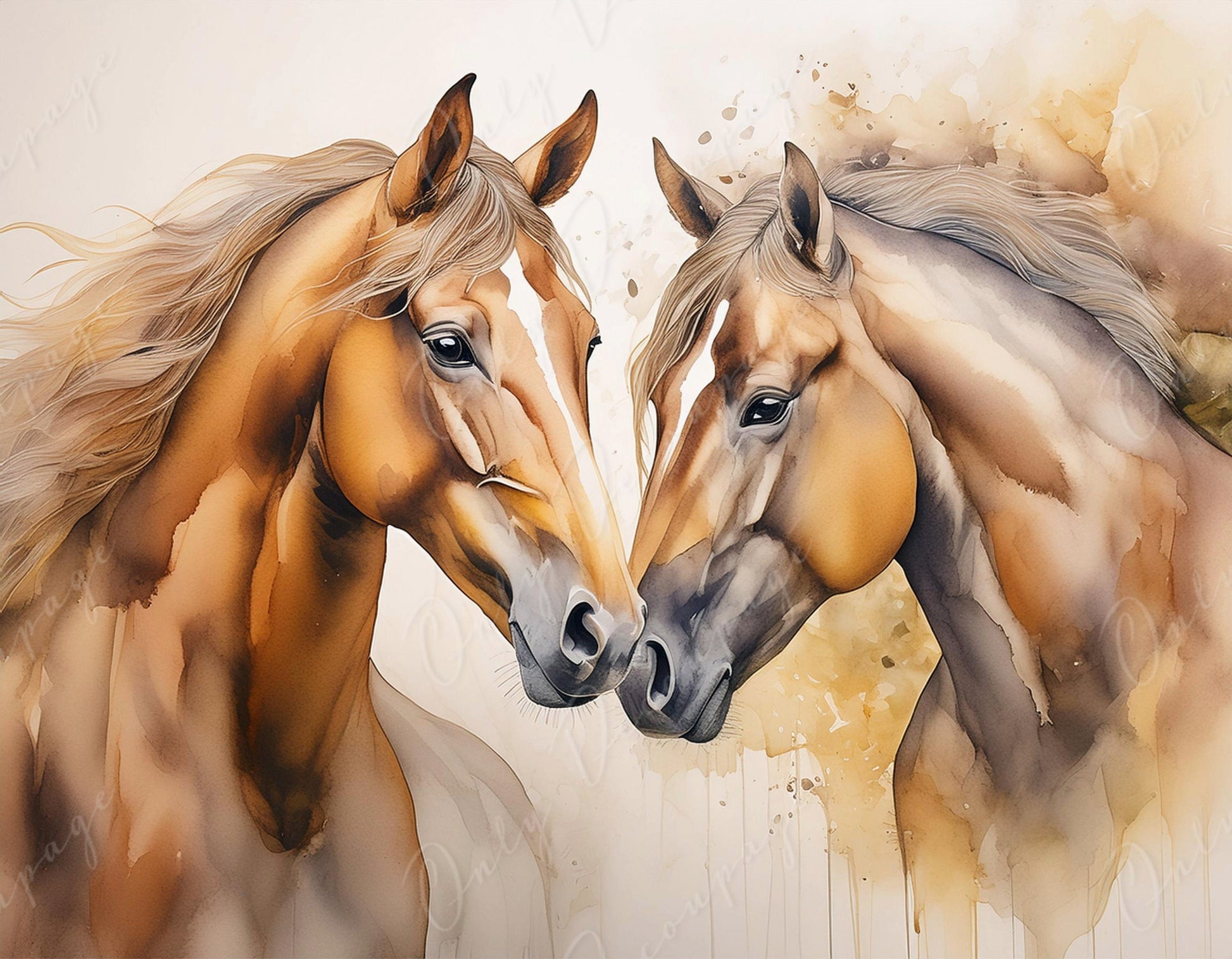 horses decoupage paper