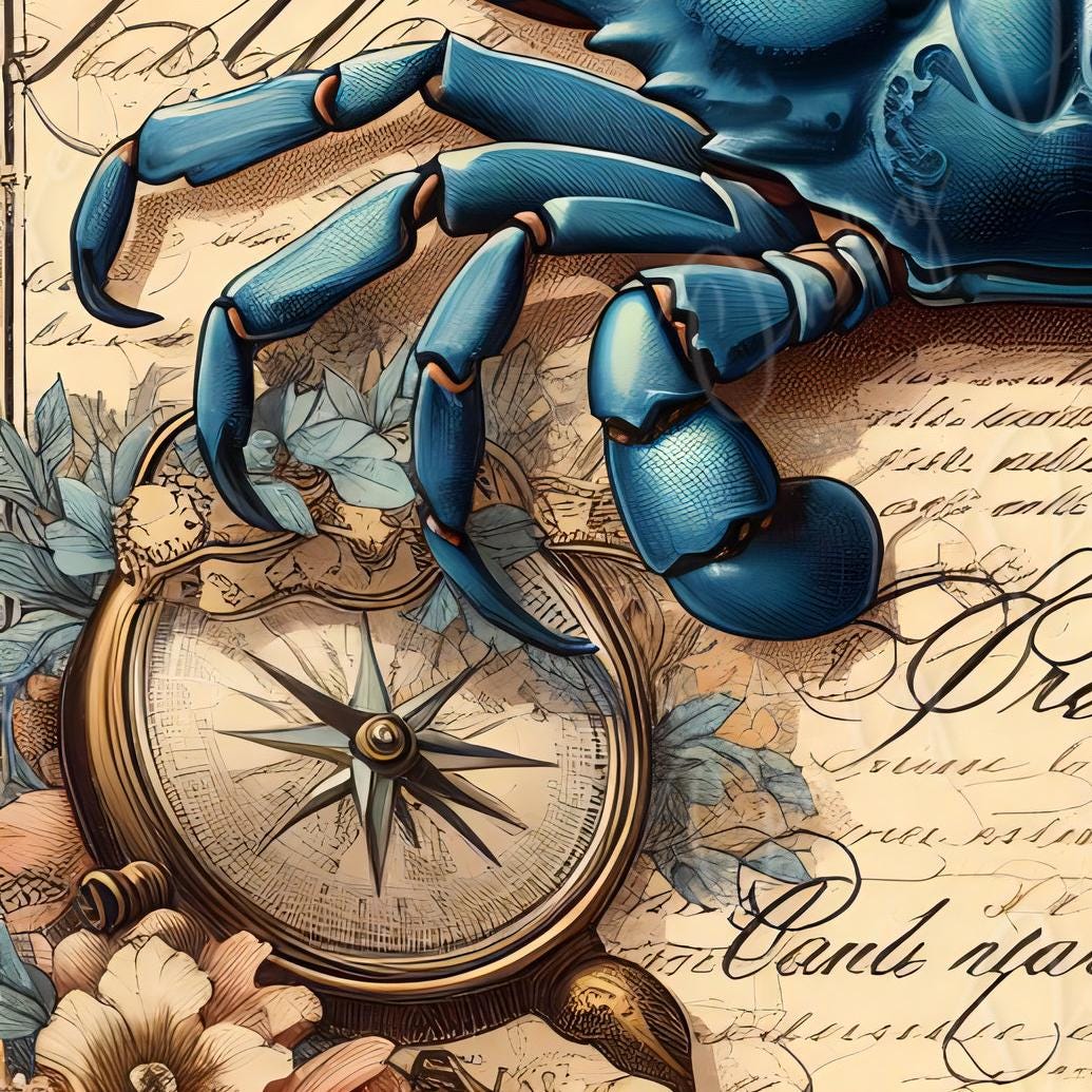 Large Decoupage Paper for Furniture - Blue Crap - Rice Paper - Decoupage Paper - Coastal Life - Compass - Floral