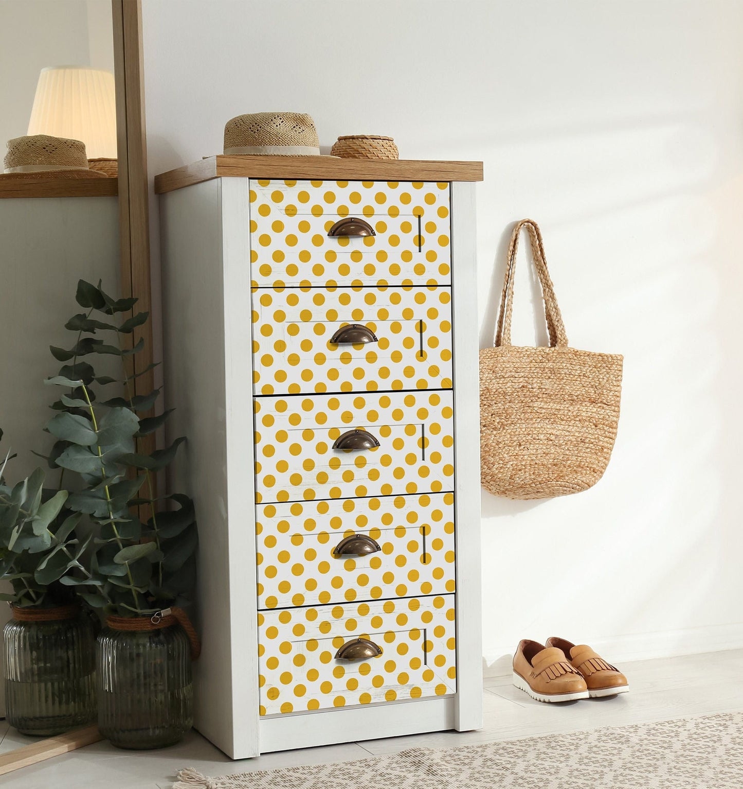 Large Decoupage Paper - Decoupage Art - Rice Paper for Decoupage - Decoupage for Furniture - Vintage Decoupage - Gold Polkadot