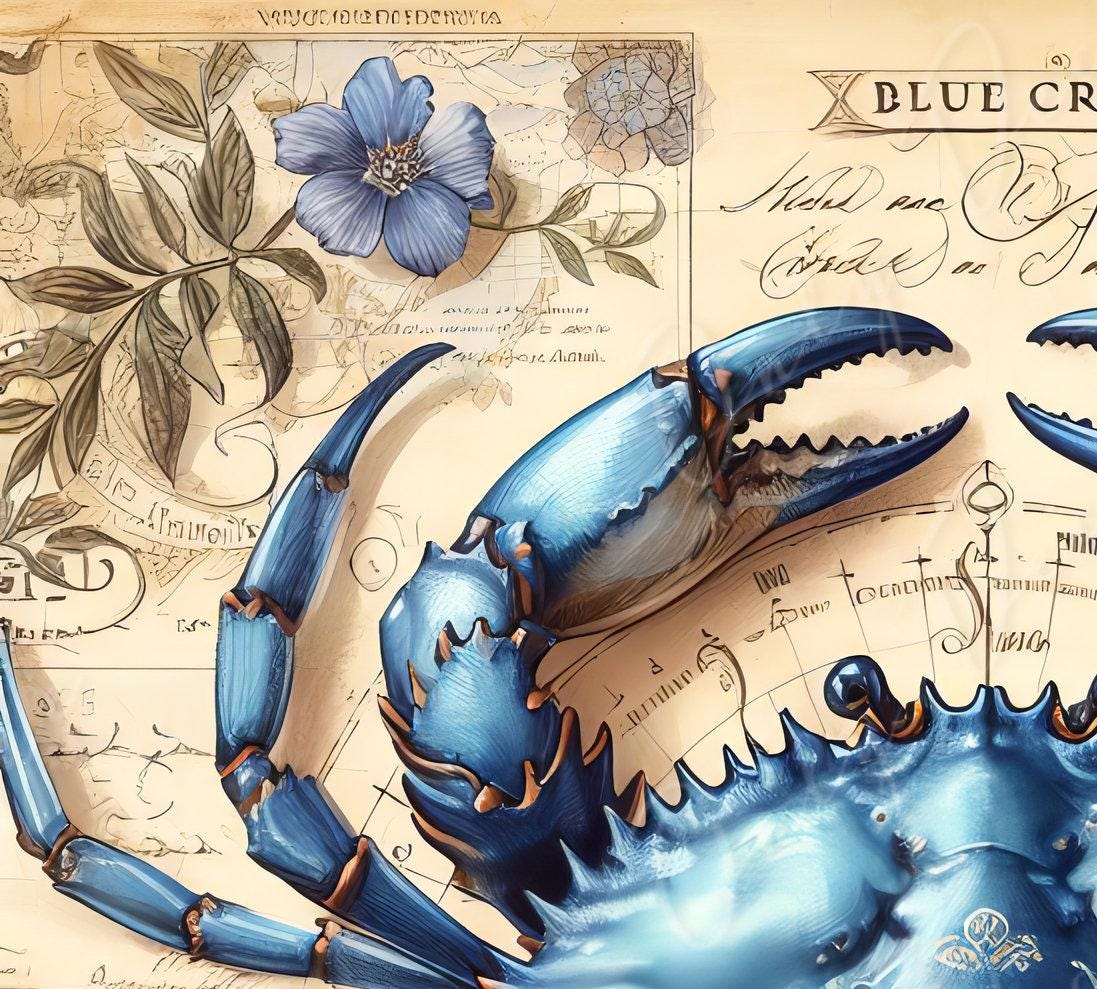 Blue Crab Rice Paper – Coastal Compass, Decoupage Furniture