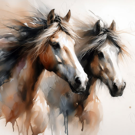 Watercolor Horse Decoupage Paper - Large Rice Paper for Furniture