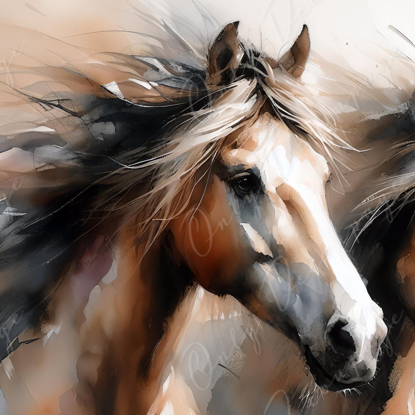 Watercolor Horse Decoupage Paper - Large Rice Paper for Furniture