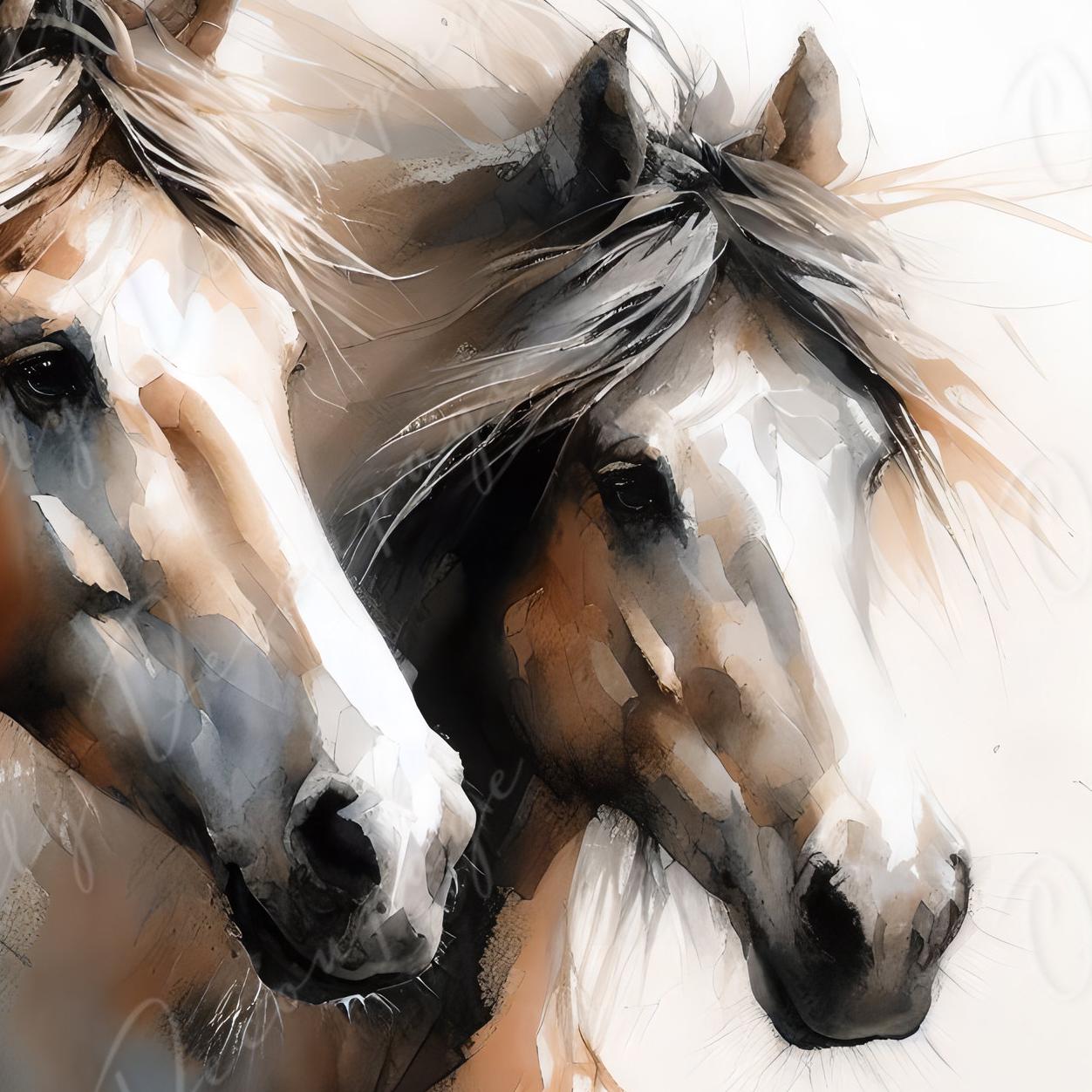 Watercolor Horse Decoupage Paper - Large Rice Paper for Furniture