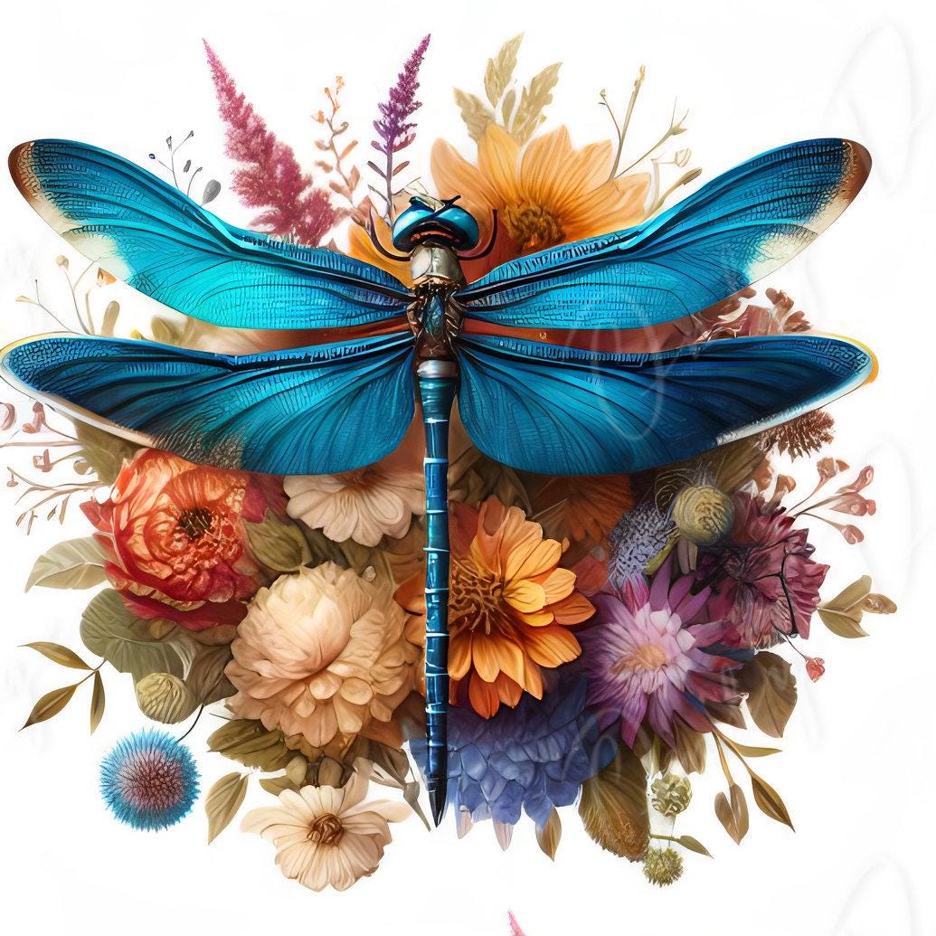 Large Decoupage Paper for Furniture - Dragonfly - Rice Paper - Decoupage Paper - Floral Illustrations