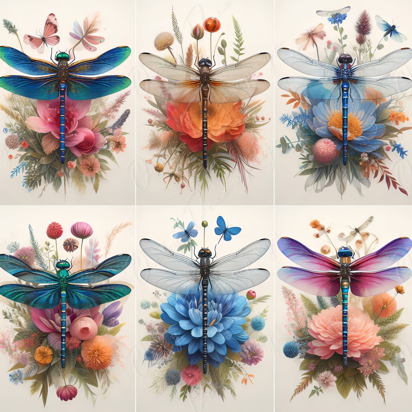 Dragonfly decoupage paper floral