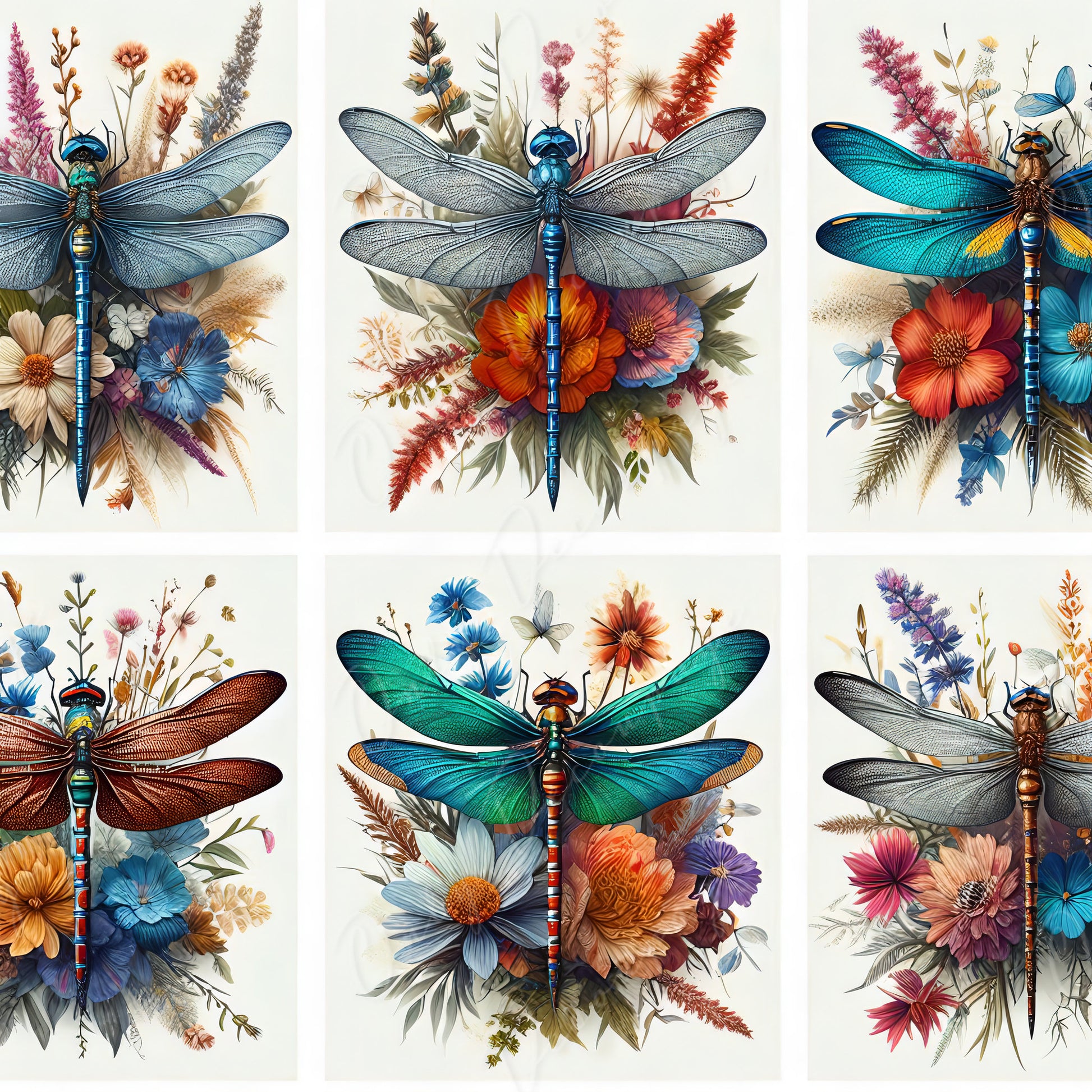 Large Decoupage Paper for Furniture - Dragonfly - Rice Paper - Decoupage Paper - Floral Illustrations