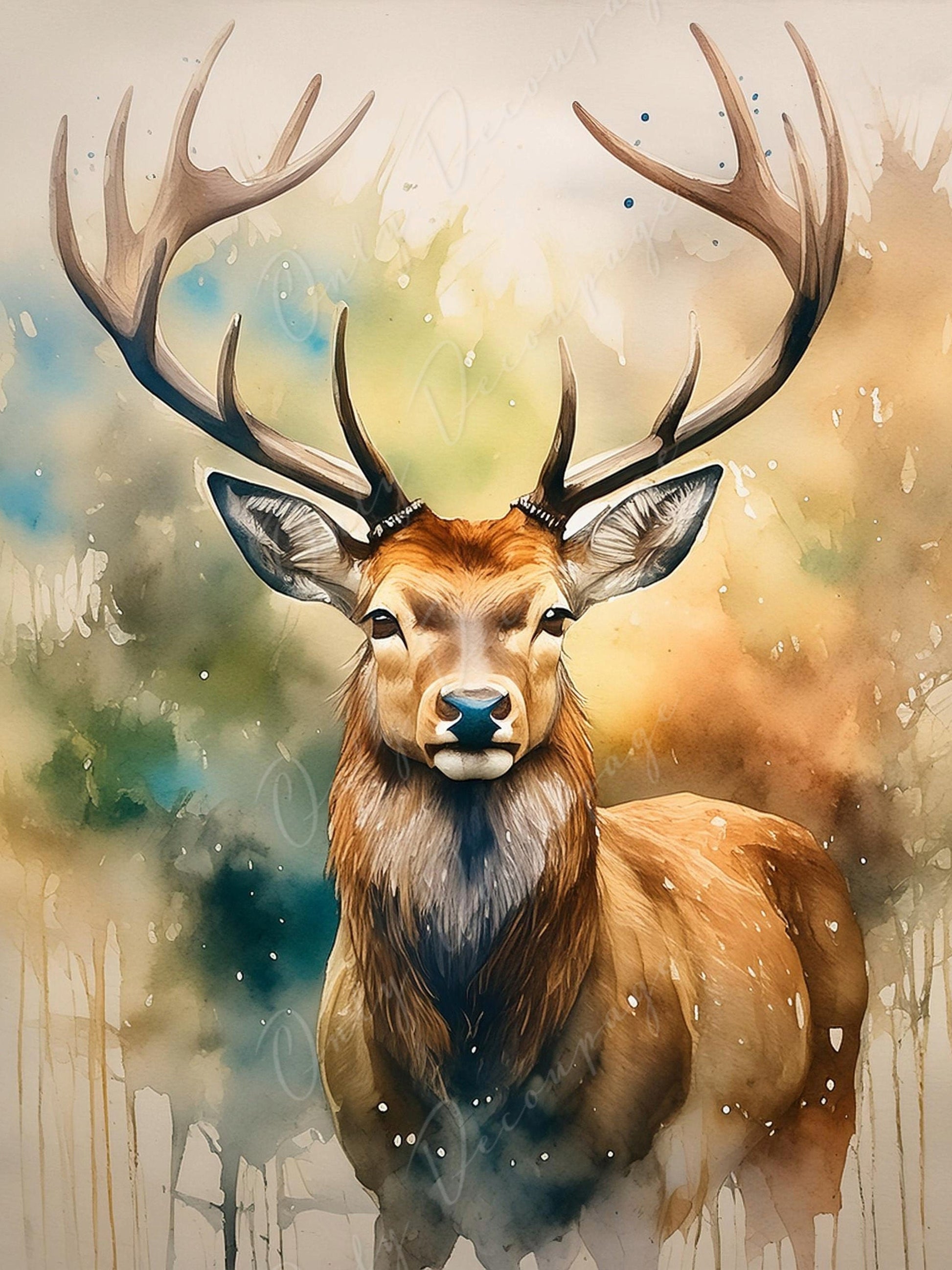 Deer - Decoupage Paper for Furniture - Rice Paper - Decoupage Paper - Elk