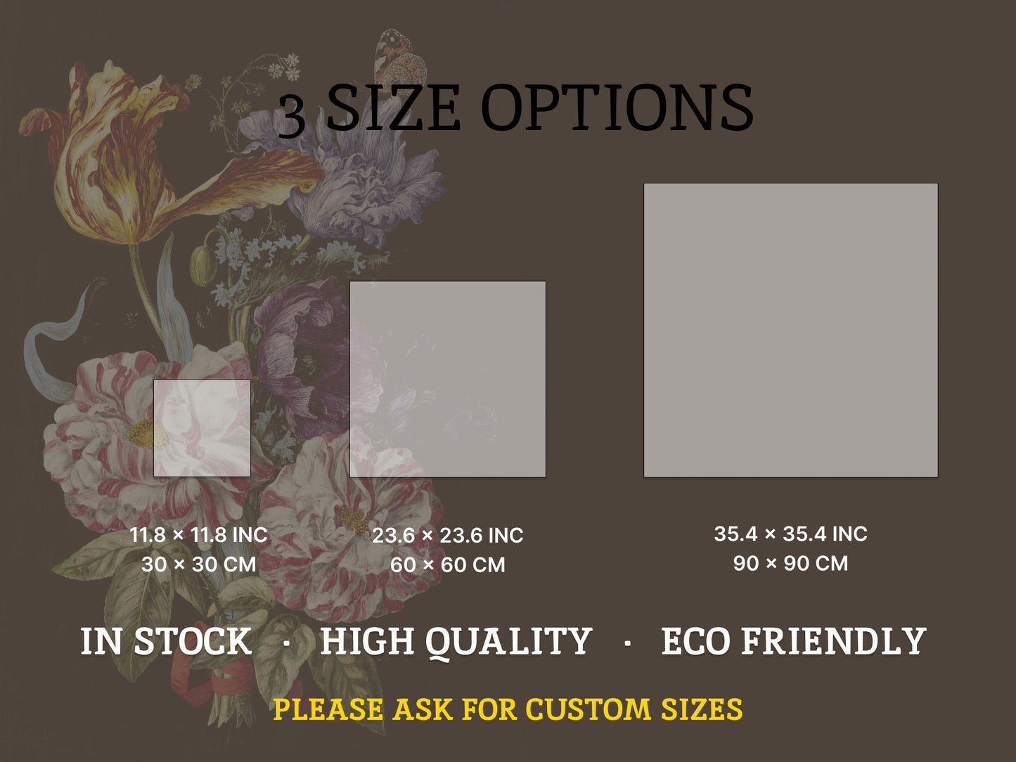 White Lily - Decoupage Paper - Repeating Pattern - 6 Size Options - Dark Background