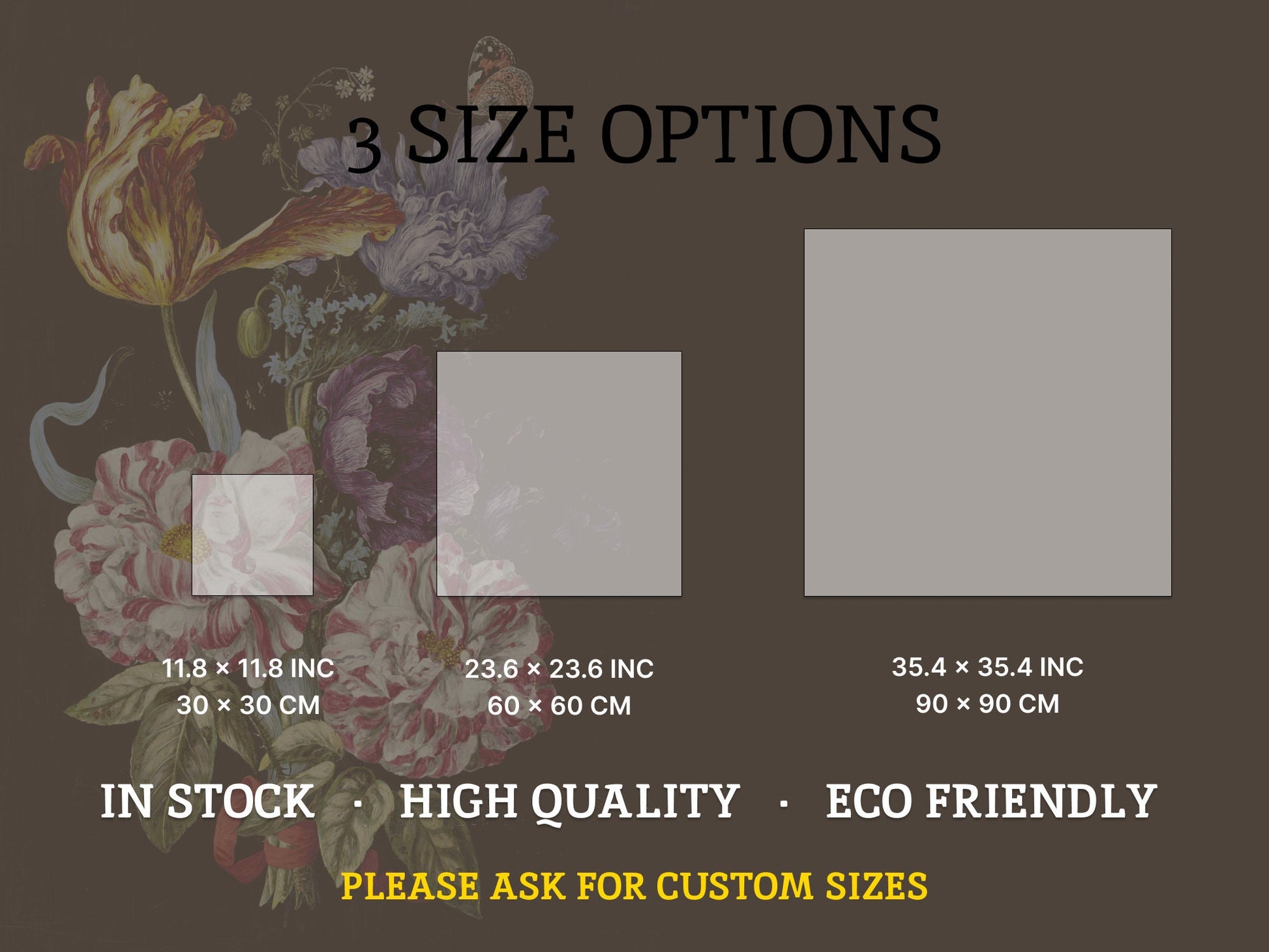 White Lily - Decoupage Paper - Repeating Pattern - 6 Size Options - Dark Background