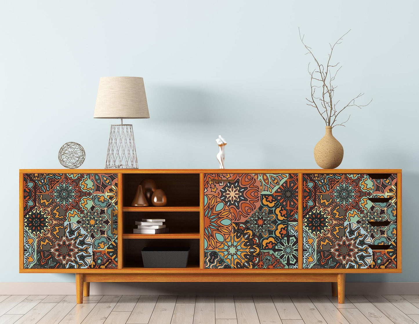 Large Moroccan Floral Decoupage Rice Paper – Furniture Application