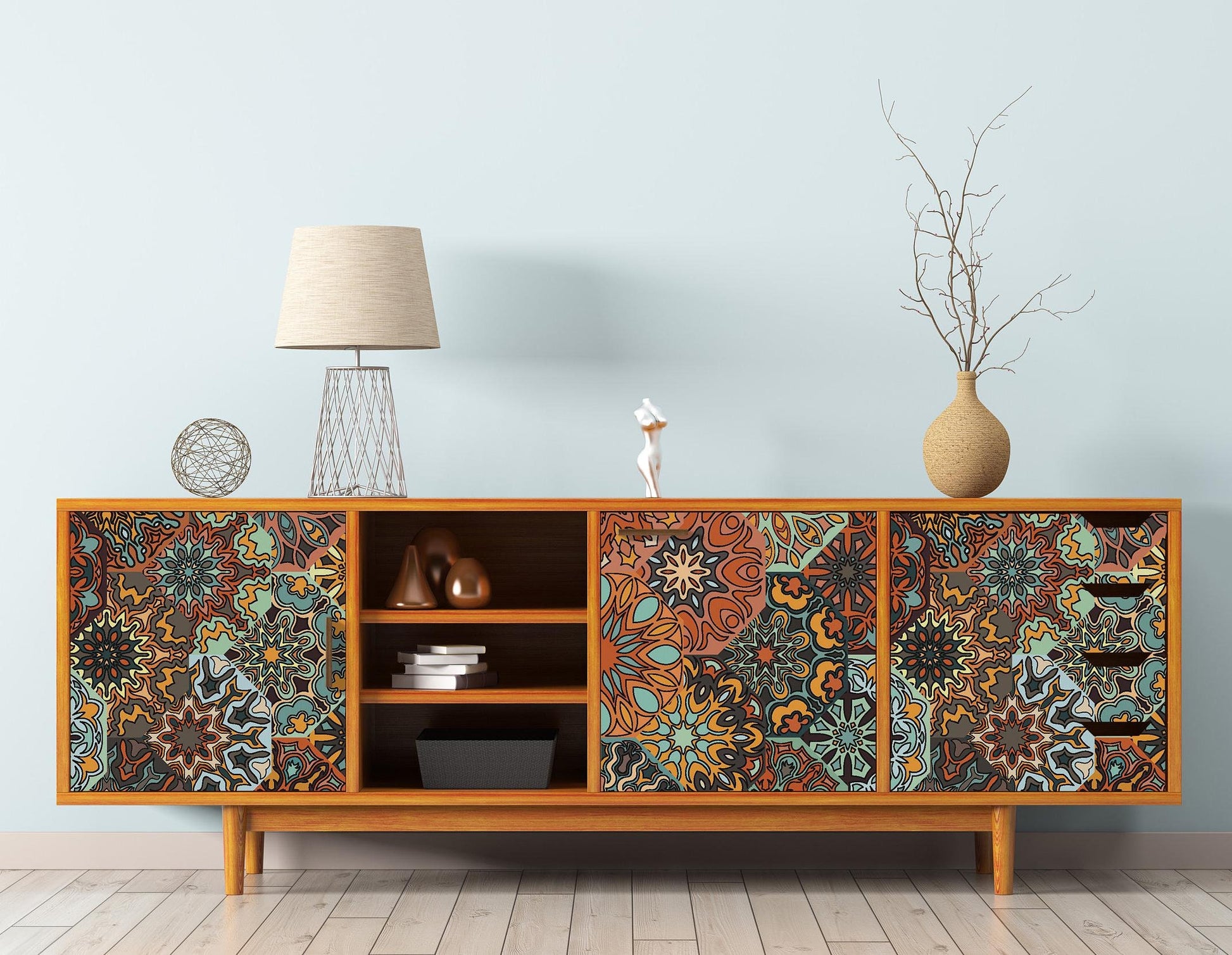 Large Moroccan Floral Decoupage Rice Paper – Furniture Application
