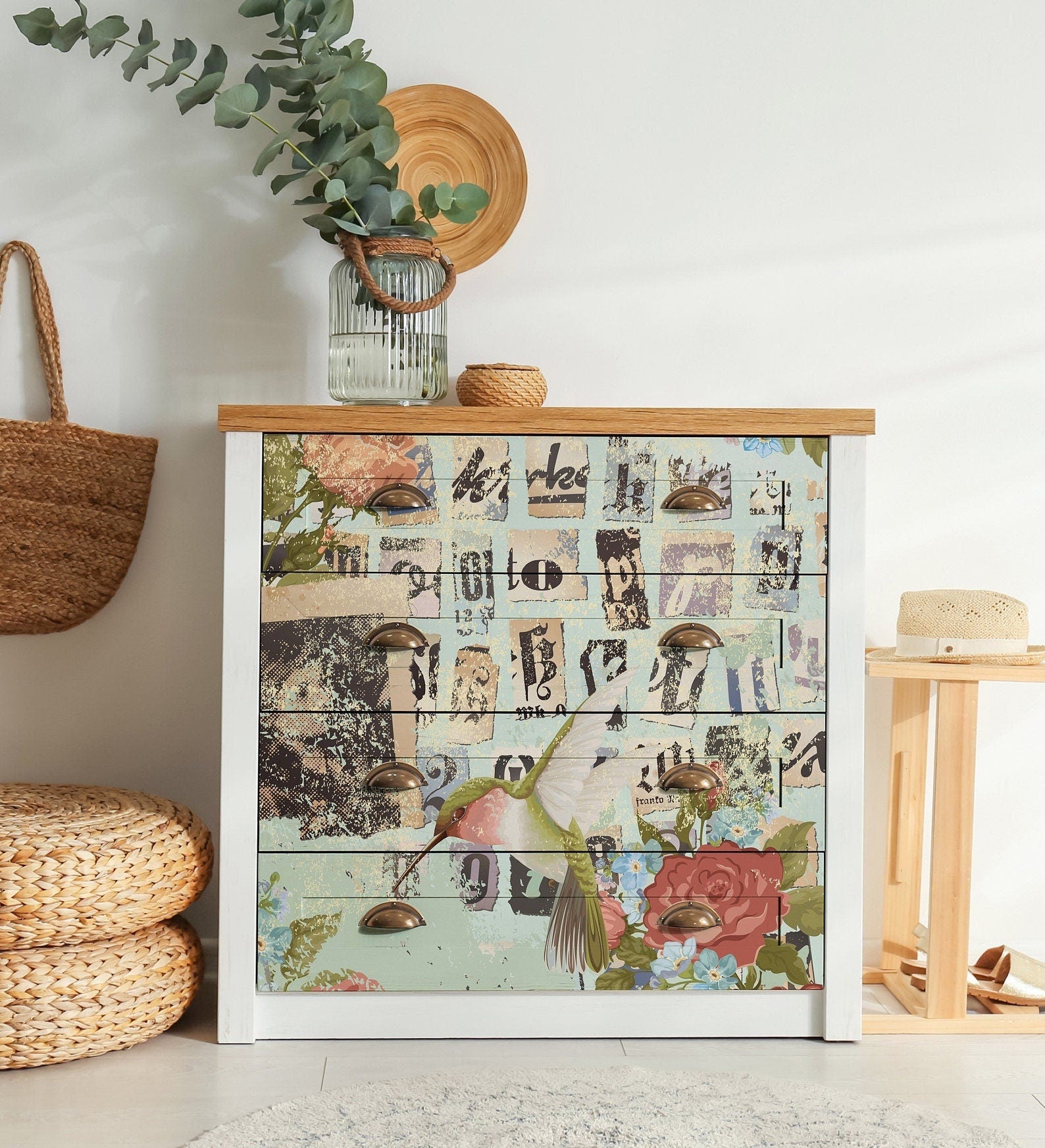 Large Decoupage Paper - Decoupage Art - Rice Paper for Decoupage - Decoupage for Furniture - Vintage Decoupage - Birds Collage