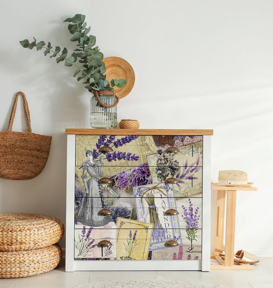 Large Decoupage for Furniture - Vintage Decoupage - Floral Decoupage Paper - Rice Paper - Levander Women