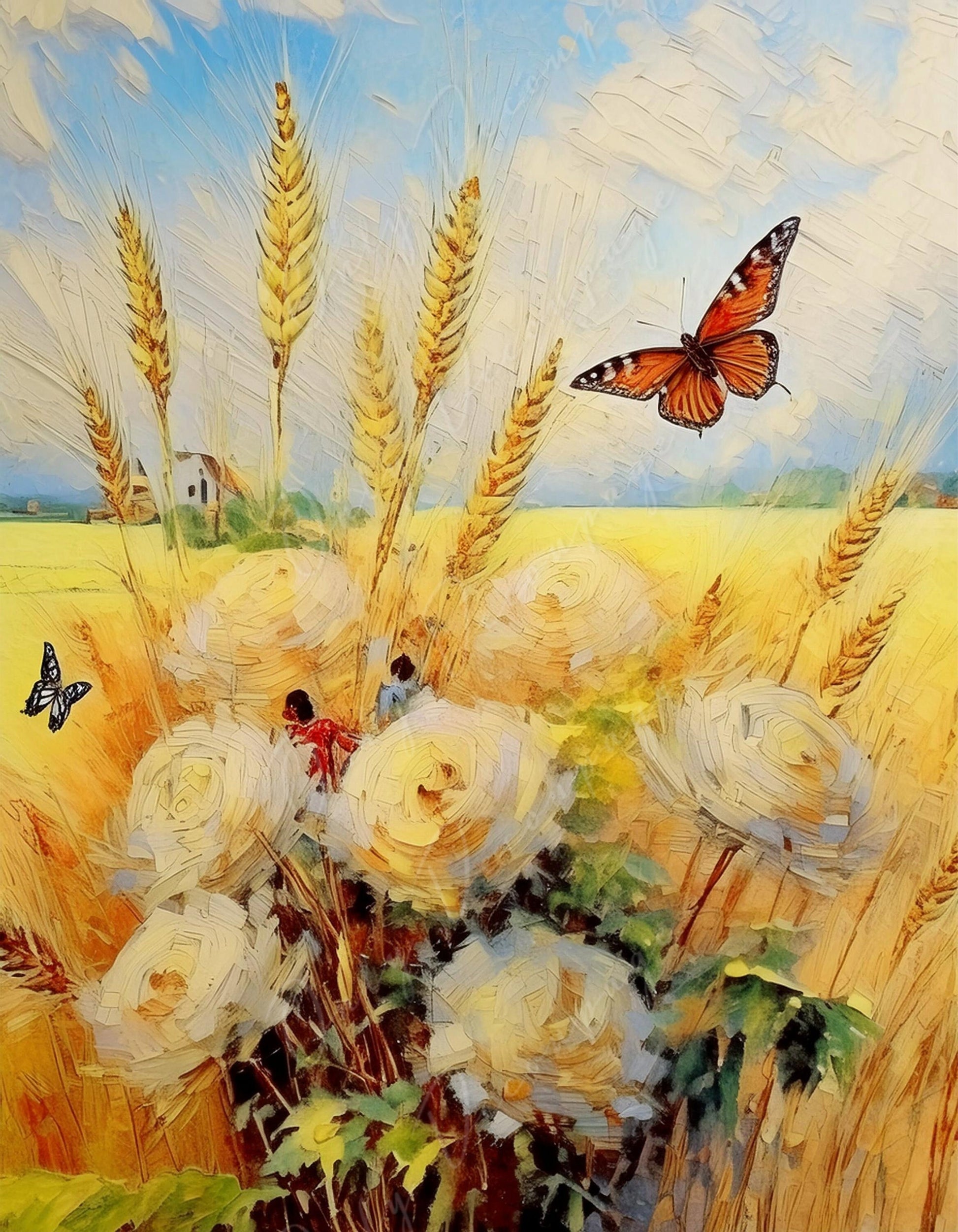 Oil Paint - Large Decoupage Paper - Rice Paper Decoupage for Furniture - Butterfly - Floral Decoupage