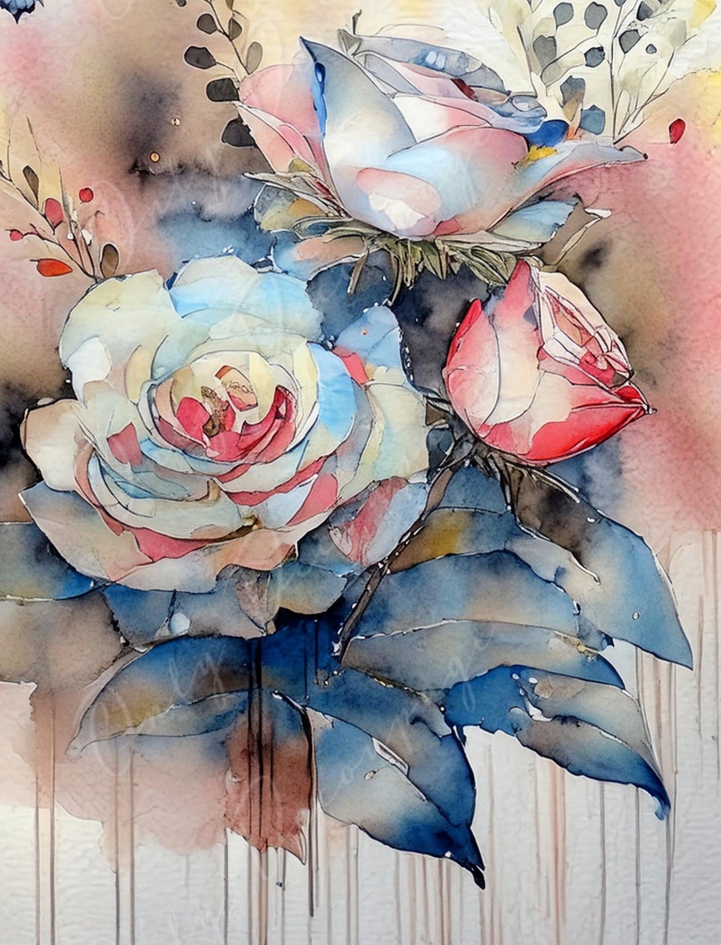 Watercolor - Large Decoupage Paper - Rice Paper Decoupage for Furniture - Butterfly - Floral Decoupage