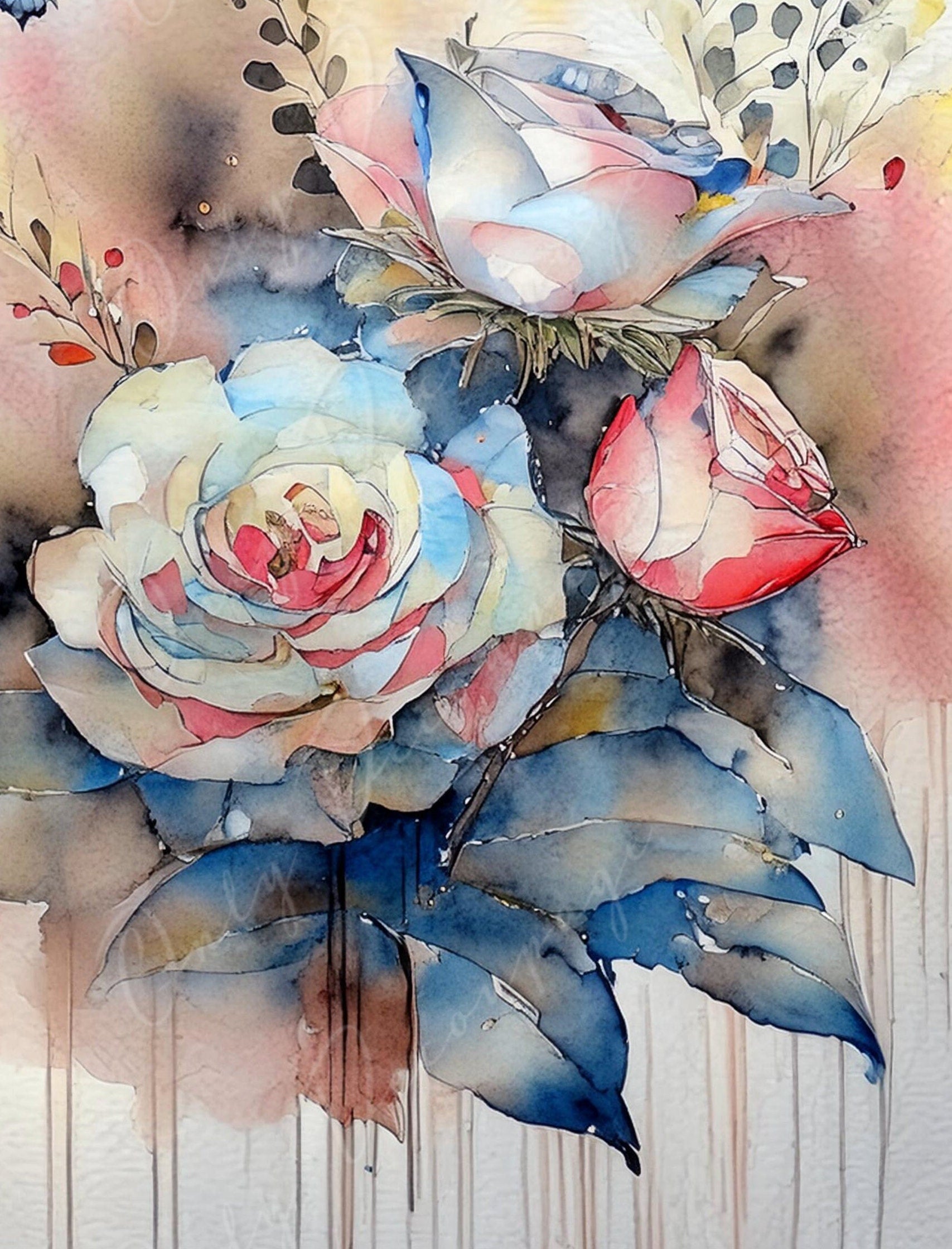 Watercolor - Large Decoupage Paper - Rice Paper Decoupage for Furniture - Butterfly - Floral Decoupage