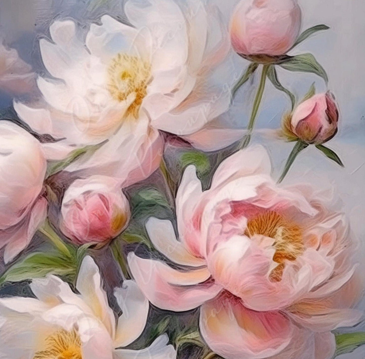Peonies - Large Decoupage Paper - Rice Paper Decoupage for Furniture - Butterfly - Floral Decoupage