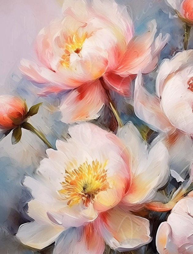 Peonies - Large Decoupage Paper - Rice Paper Decoupage for Furniture - Butterfly - Floral Decoupage