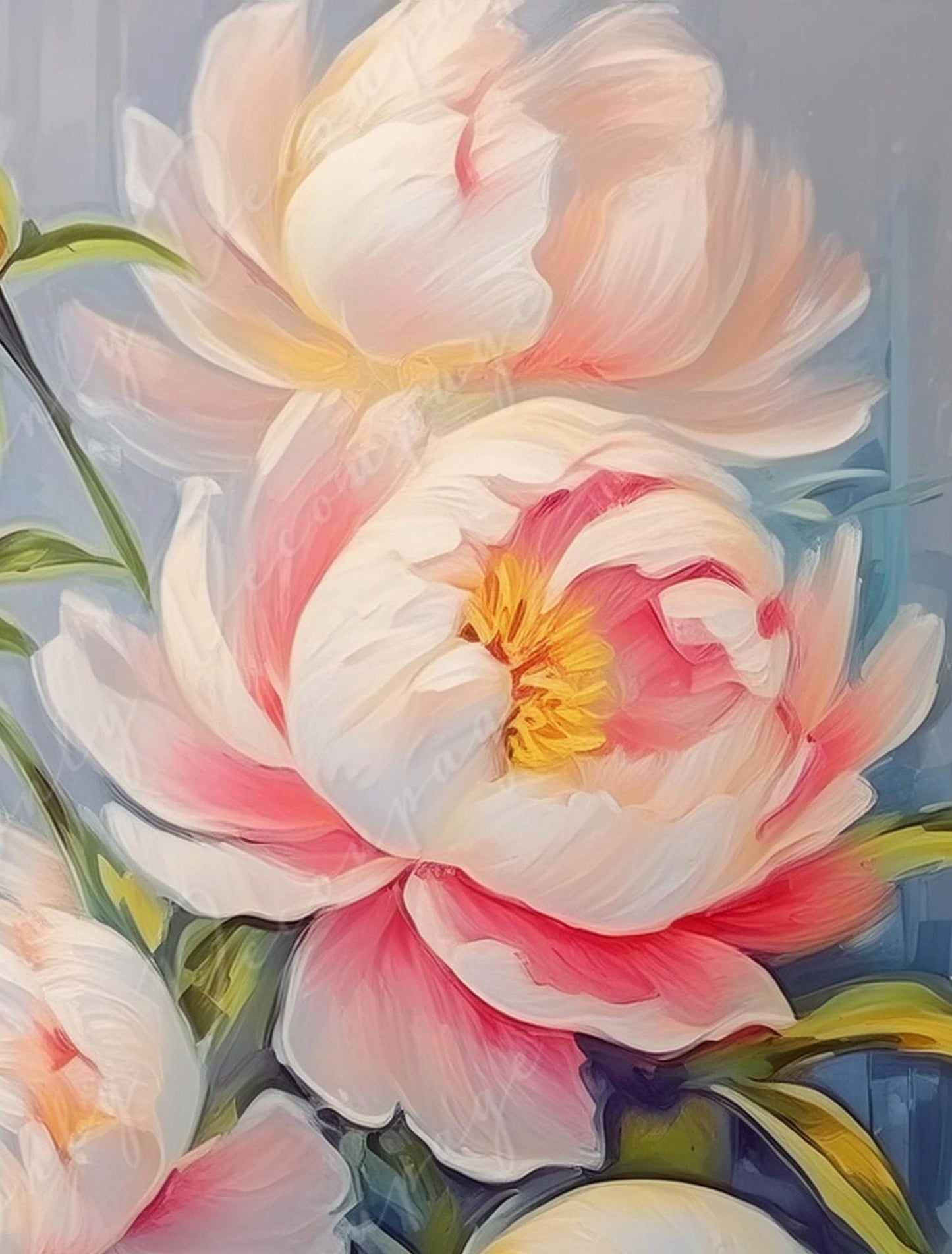 Peonies - Large Decoupage Paper - Rice Paper Decoupage for Furniture - Dark Background - Floral Decoupage
