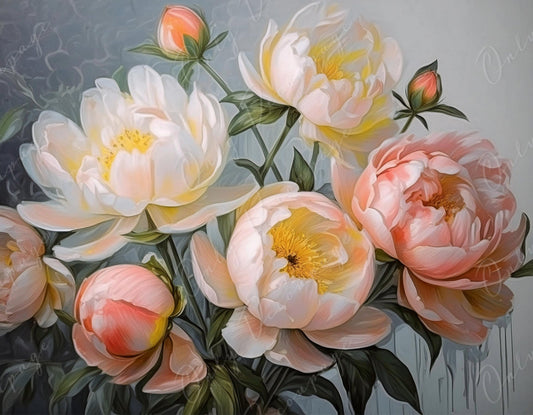 peonies decoupage paper