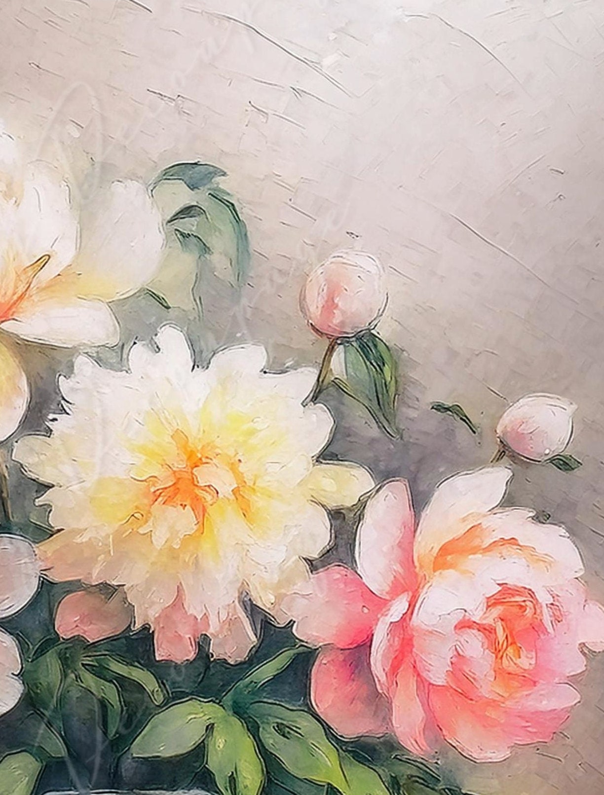 Peonies - Large Decoupage Paper - Rice Paper Decoupage for Furniture - Still Life - Floral Decoupage