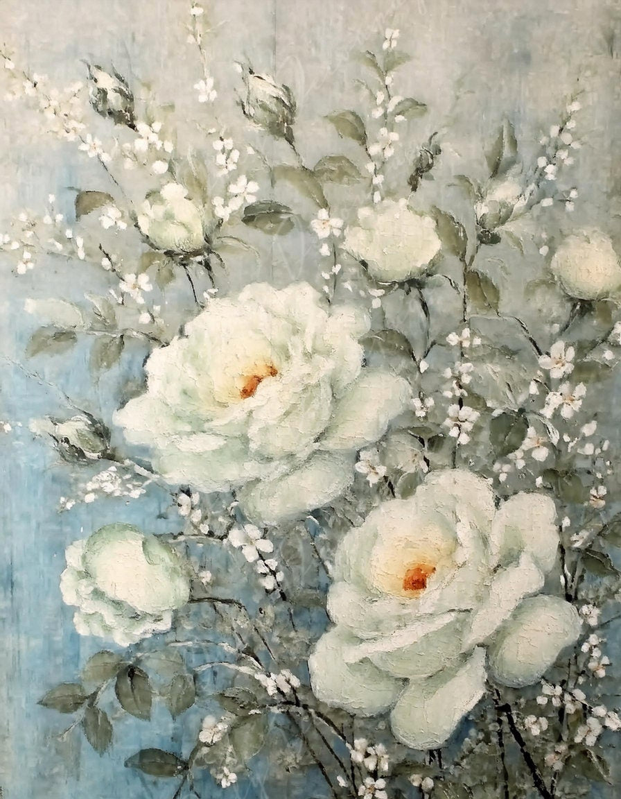 white roses decoupage paper