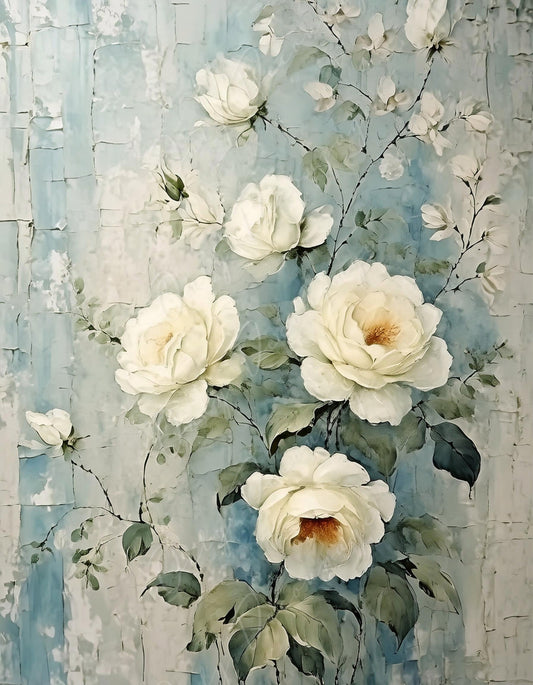 white roses decoupage paper