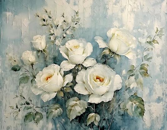 White Roses - Large Decoupage Paper - Rice Paper Decoupage for Furniture - Blossom - Floral Decoupage