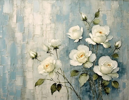 White Roses - Large Decoupage Paper - Rice Paper Decoupage for Furniture - Blossom - Floral Decoupage