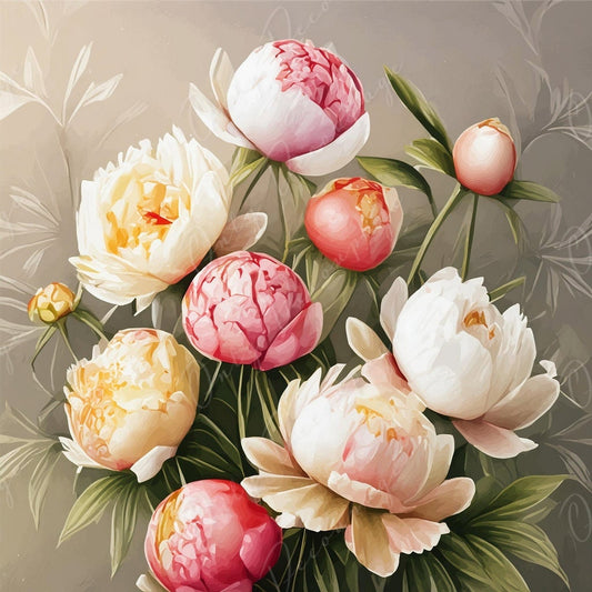Pastel Color Peonies - Large Decoupage Paper - Rice Paper Decoupage for Furniture - Blossom - Floral Decoupage