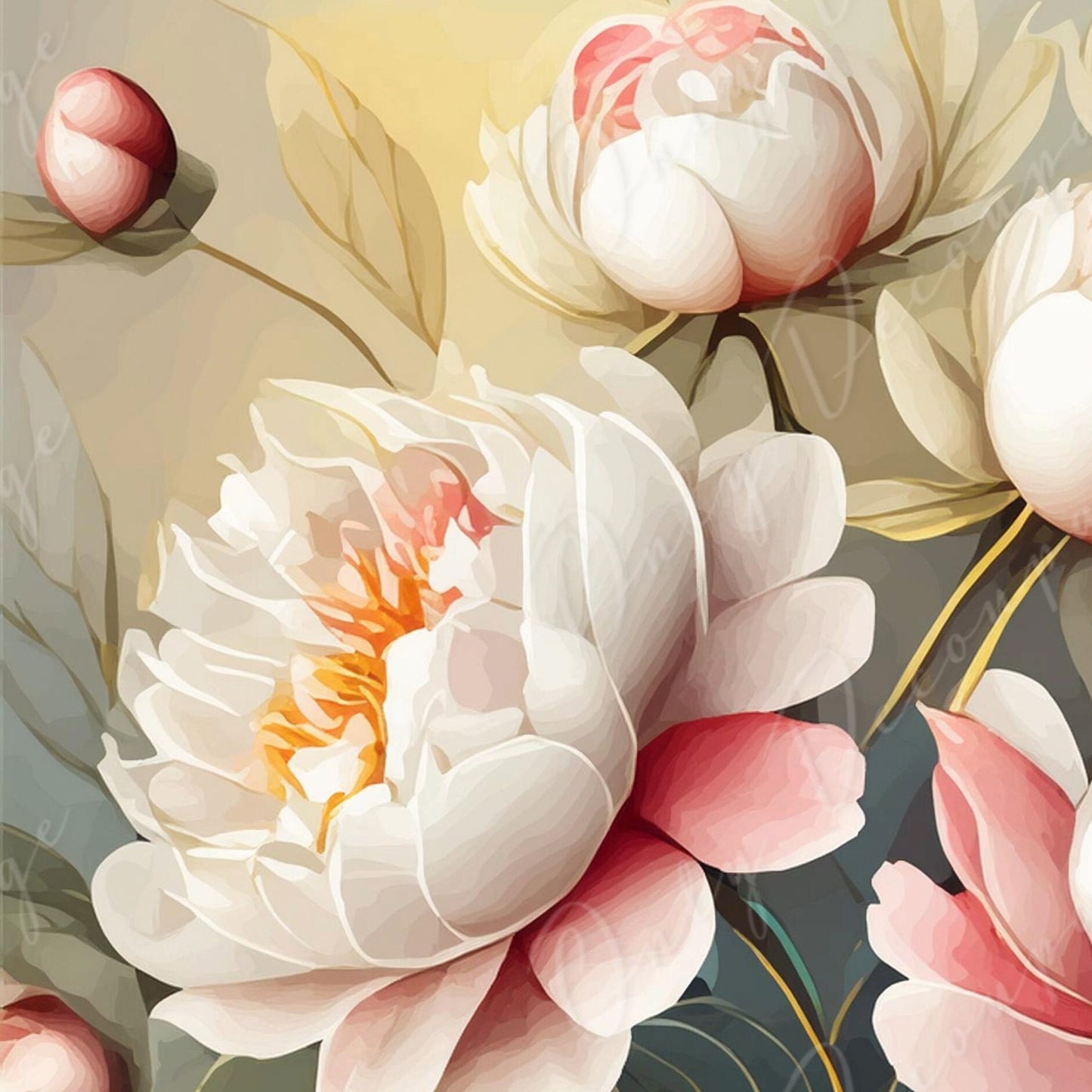 peonies decoupage paper