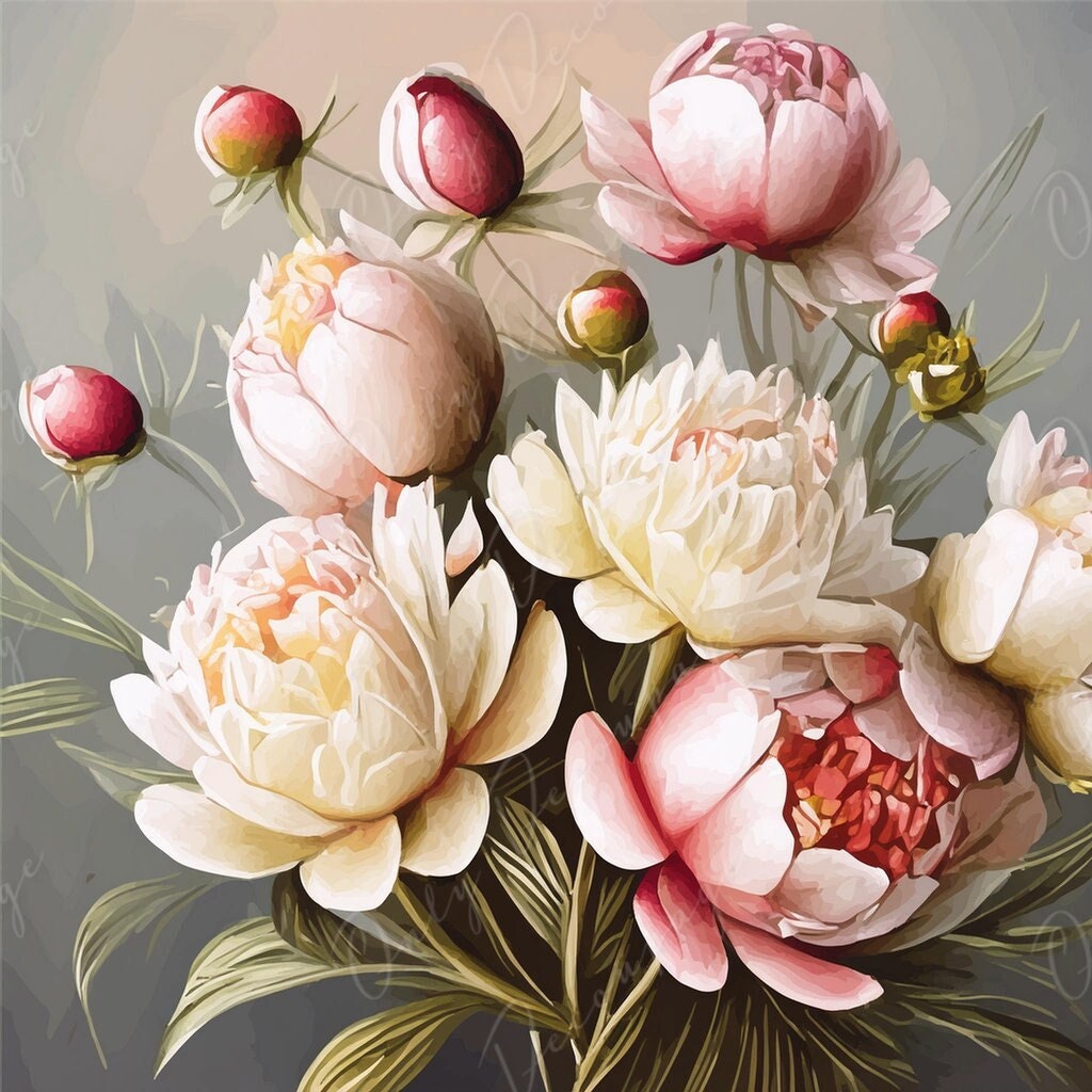 pink white peonies