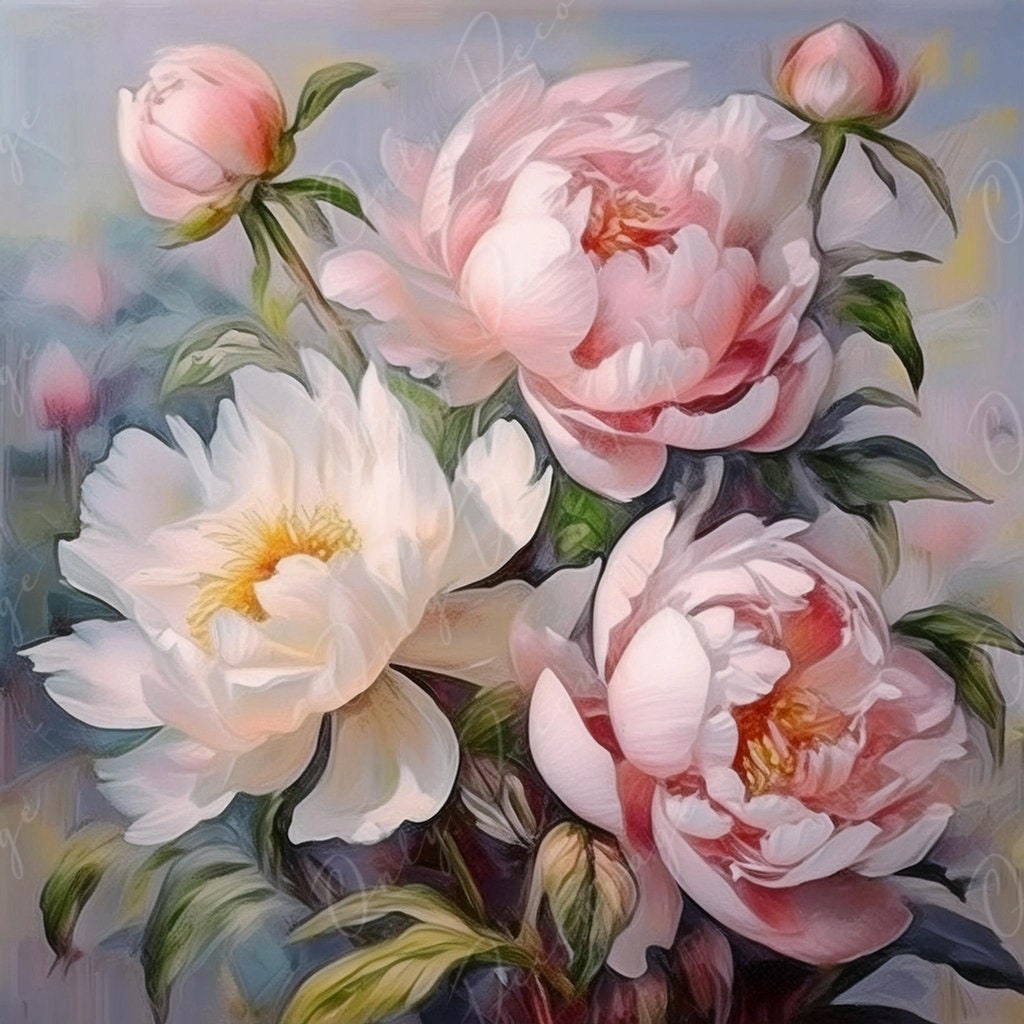 peonies rice paper decoupage paper