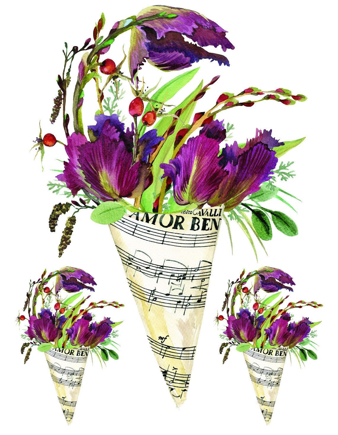Easy Furniture Transfer - Decor Transfer - Furniture Upcycling - Floral Transfer - Purple Flowers