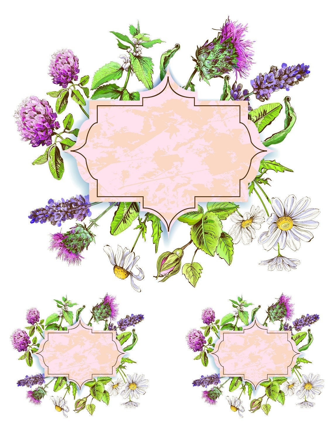 Easy Furniture Transfer - Decor Transfer - Furniture Upcycling - Floral Transfer - Herbal Frame