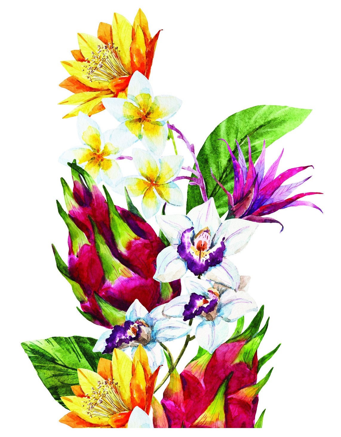 tropical flowers furniture transfer