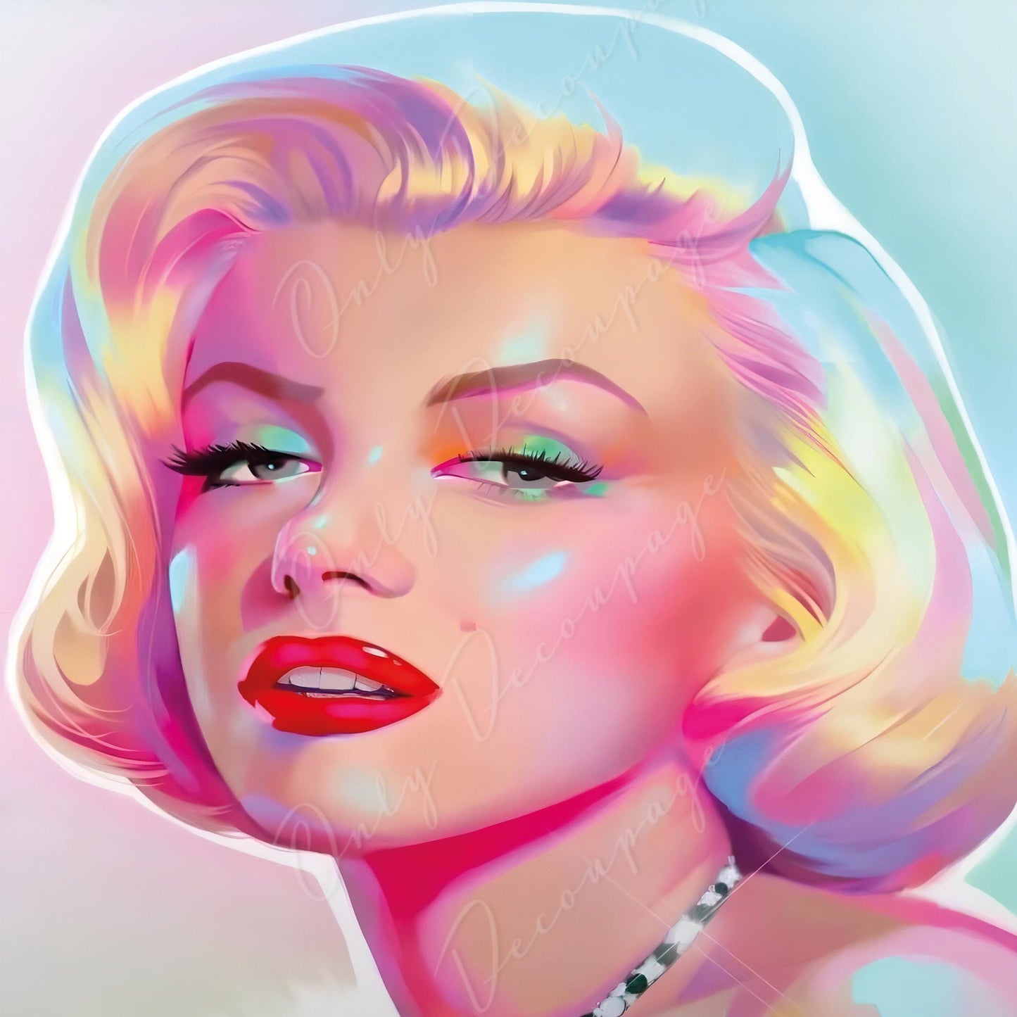 Large Decoupage Paper for Furniture - Rice Paper for Decoupage - Marilyn - Vintage Decoupage - Neon