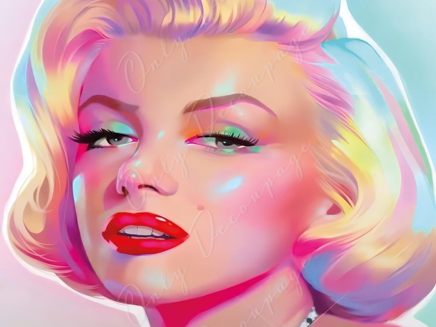 Large Decoupage Paper for Furniture - Rice Paper for Decoupage - Marilyn - Vintage Decoupage - Neon