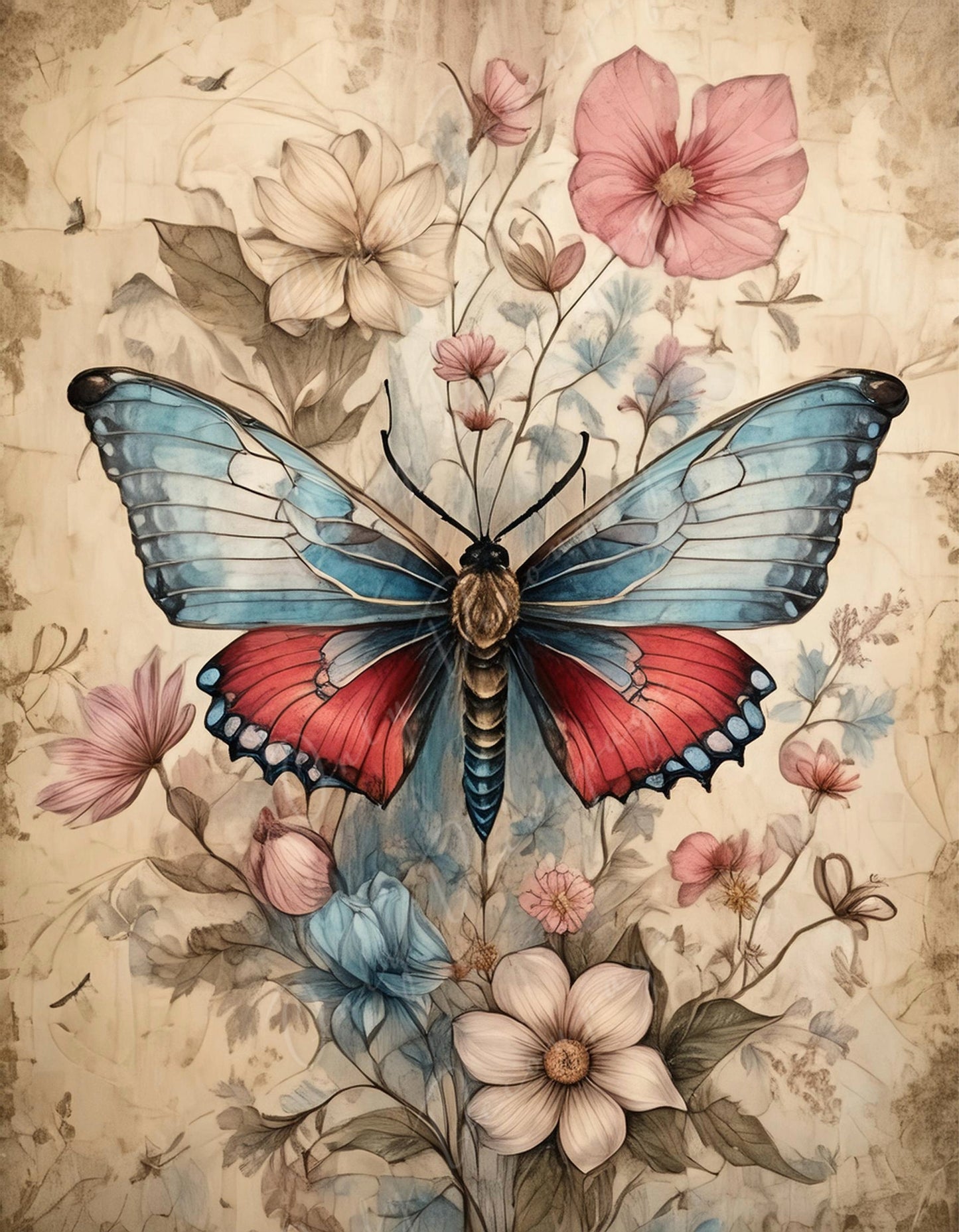 Large Decoupage Paper for Furniture - Butterfly - Rice Paper - Decoupage Paper - Wiccan